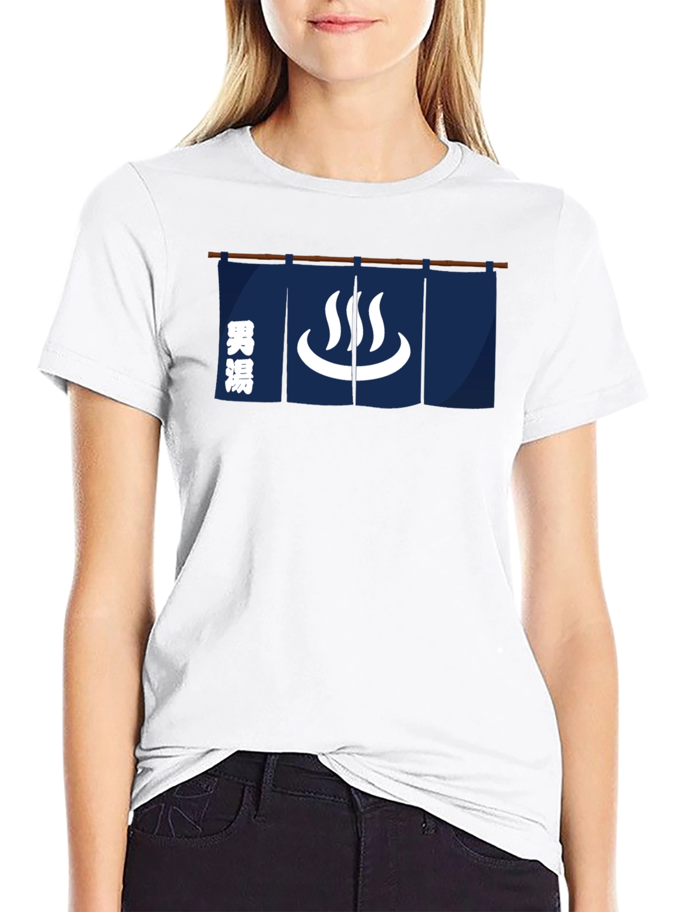 Japanese Onsen Hot Spring Black T-Shirt