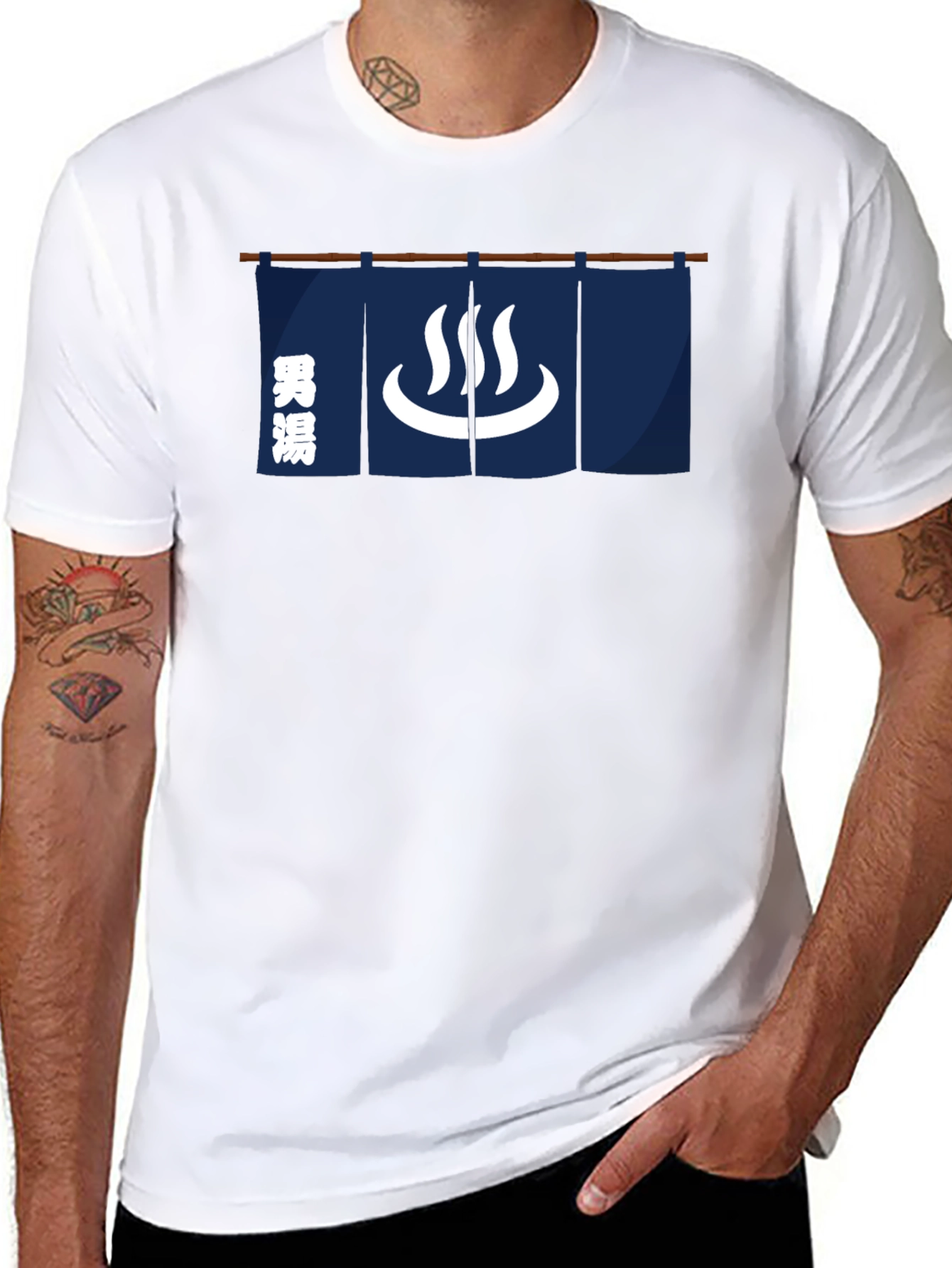 Japanese Onsen Hot Spring Black T-Shirt