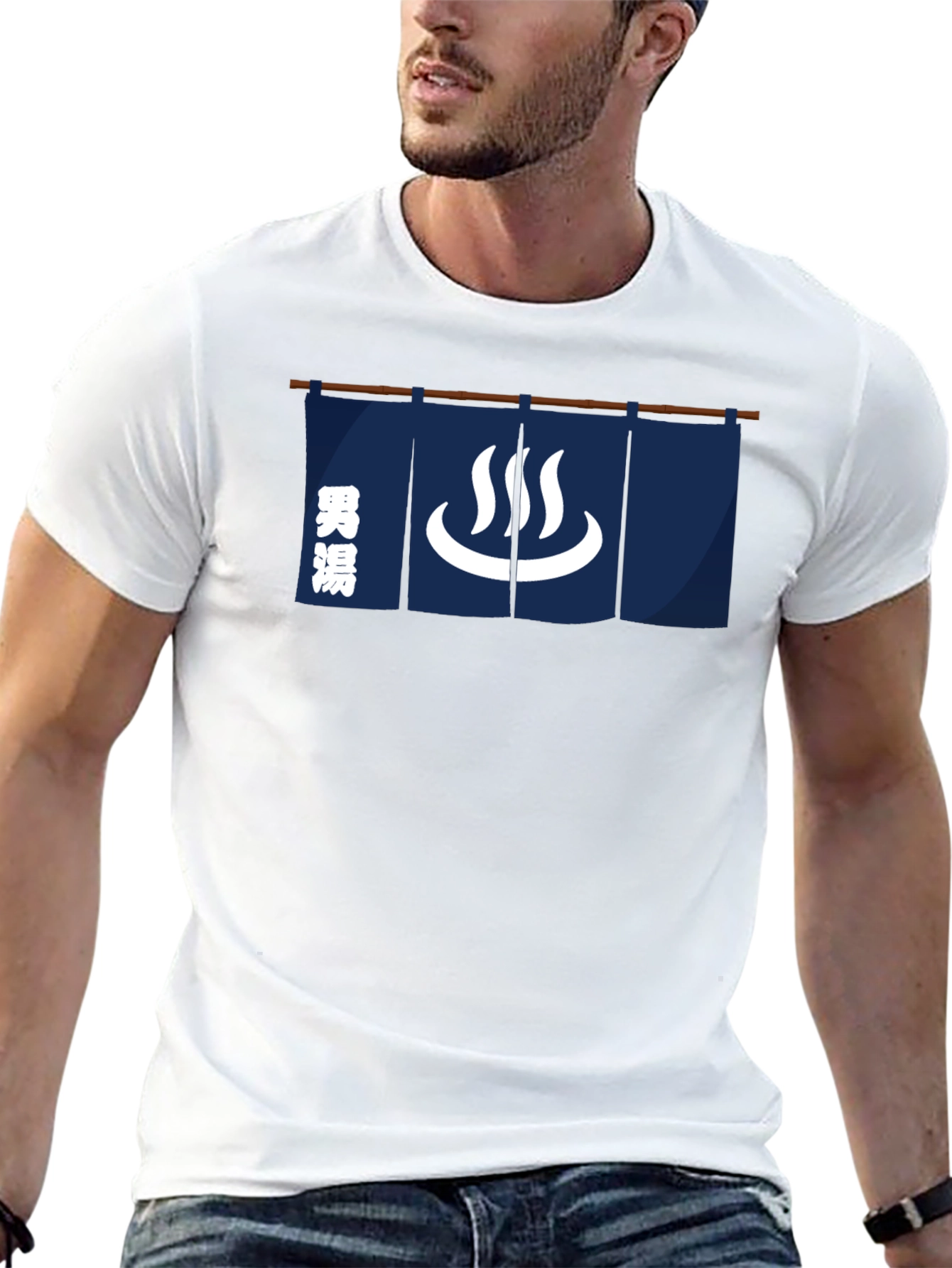 Japanese Onsen Hot Spring Black T-Shirt