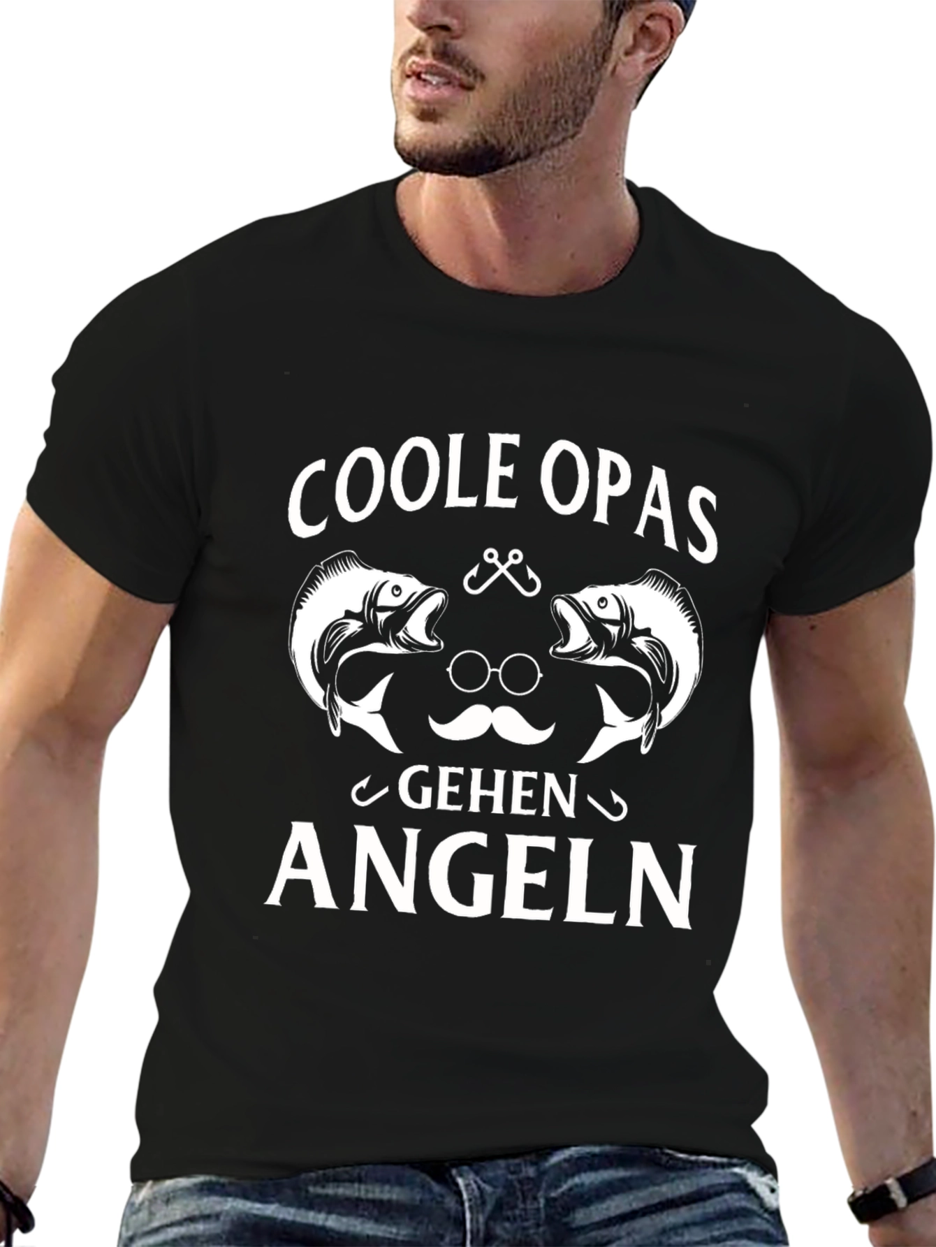 Cool Grandpas Go Fishing Black T-Shirt