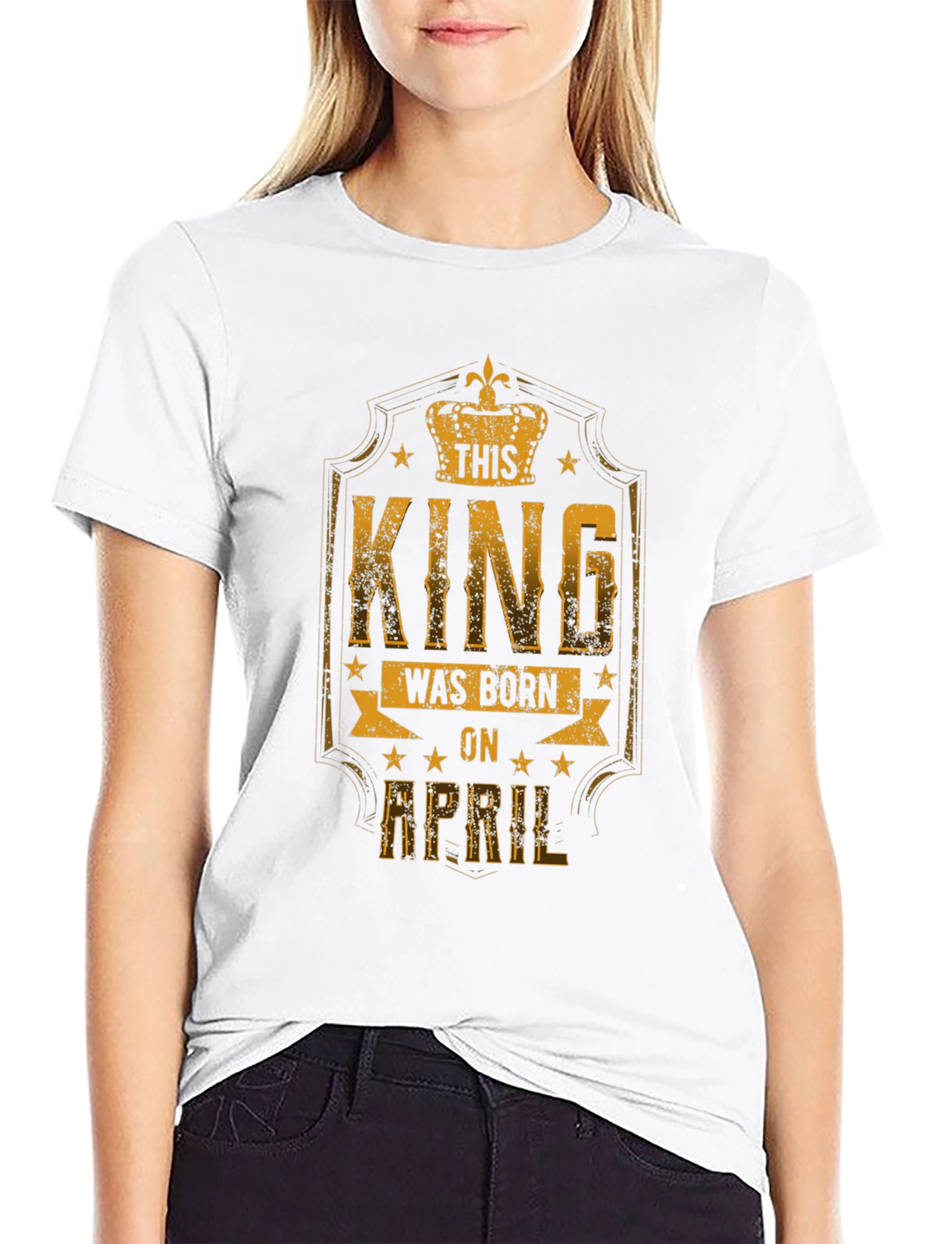 This King Was Born in April T-Shirt