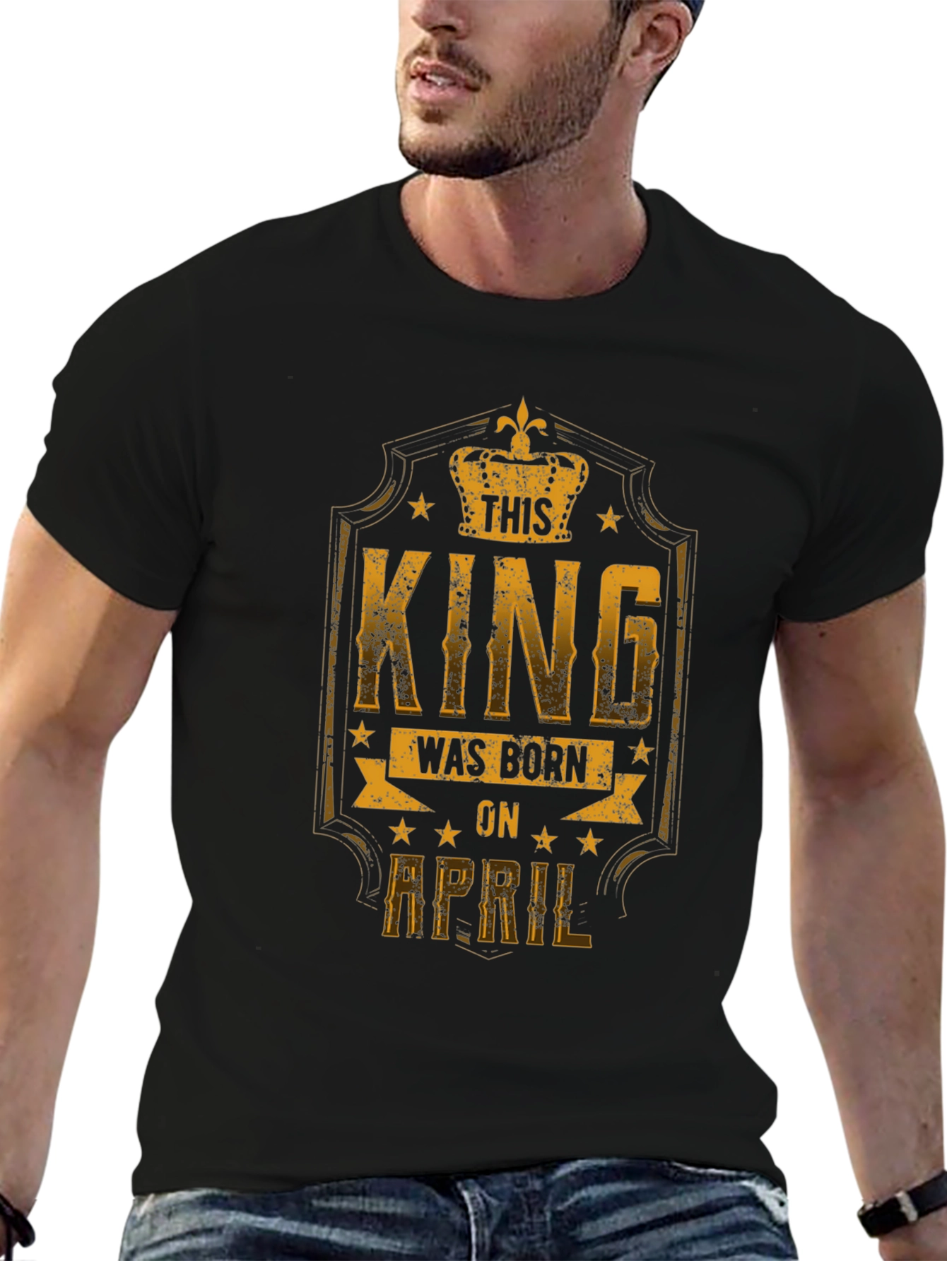 This King Was Born in April T-Shirt