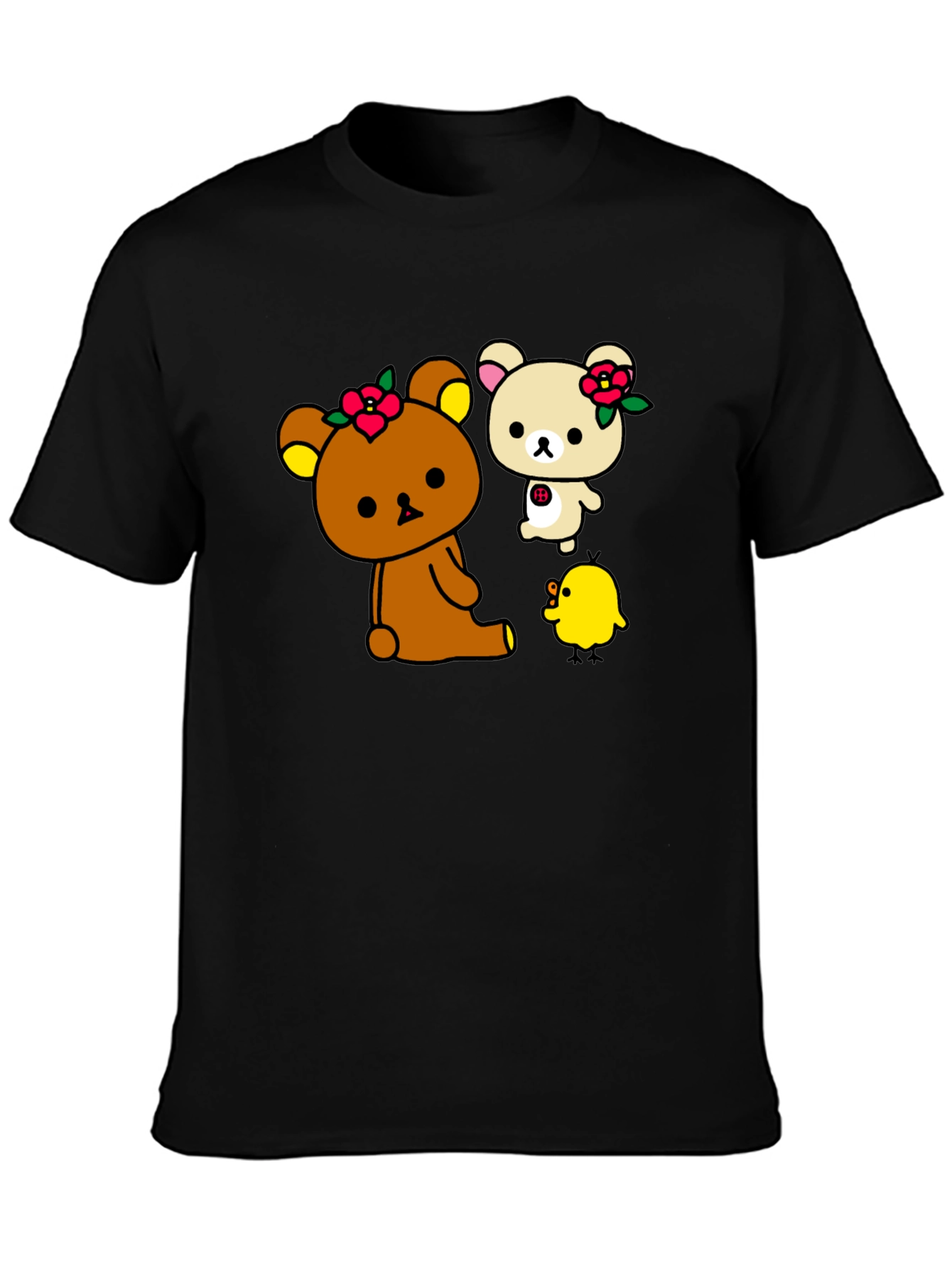 Cute Cartoon Bear and Chick Graphic Tee