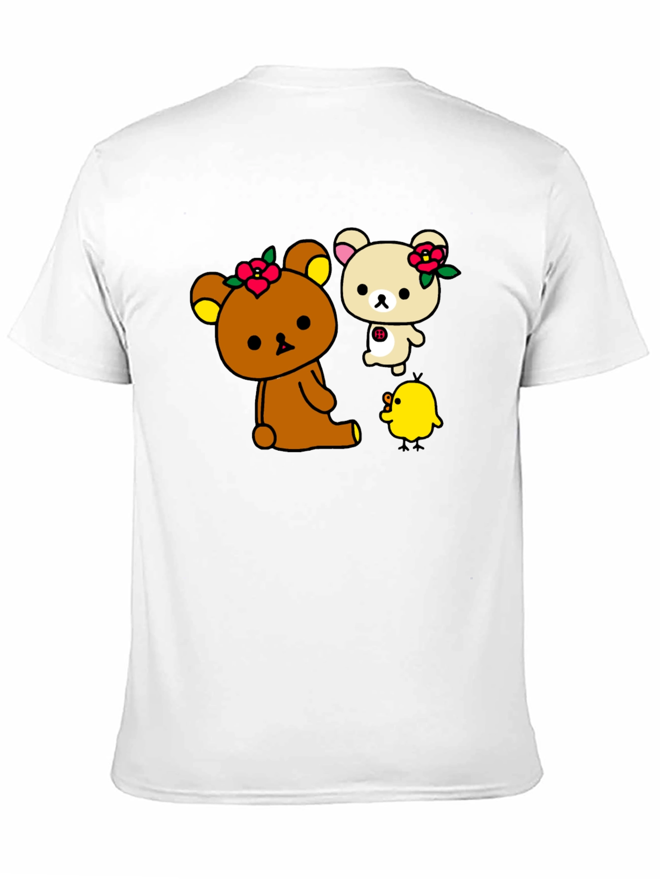 Cute Cartoon Bear and Chick Graphic Tee