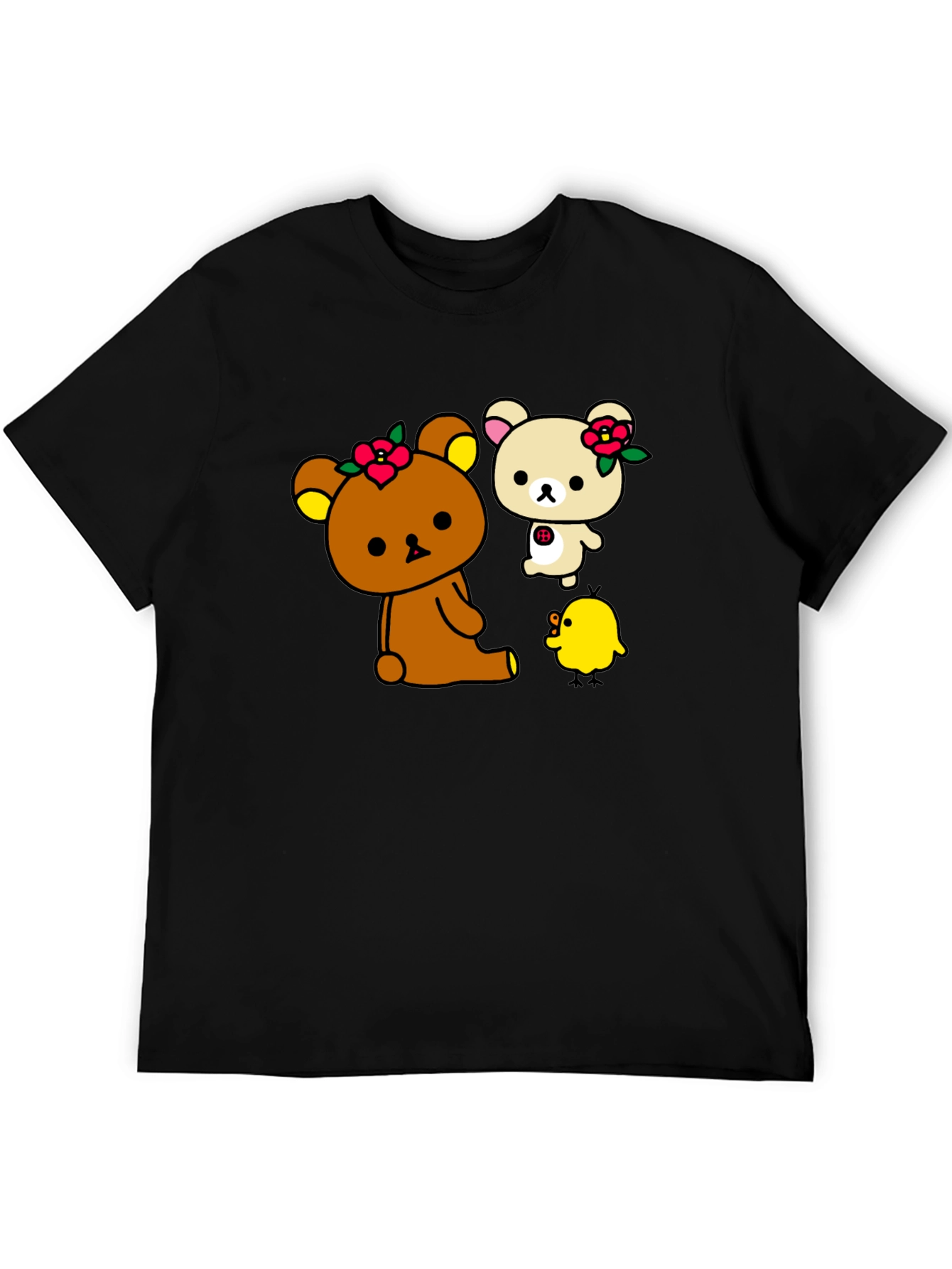 Cute Cartoon Bear and Chick Graphic Tee
