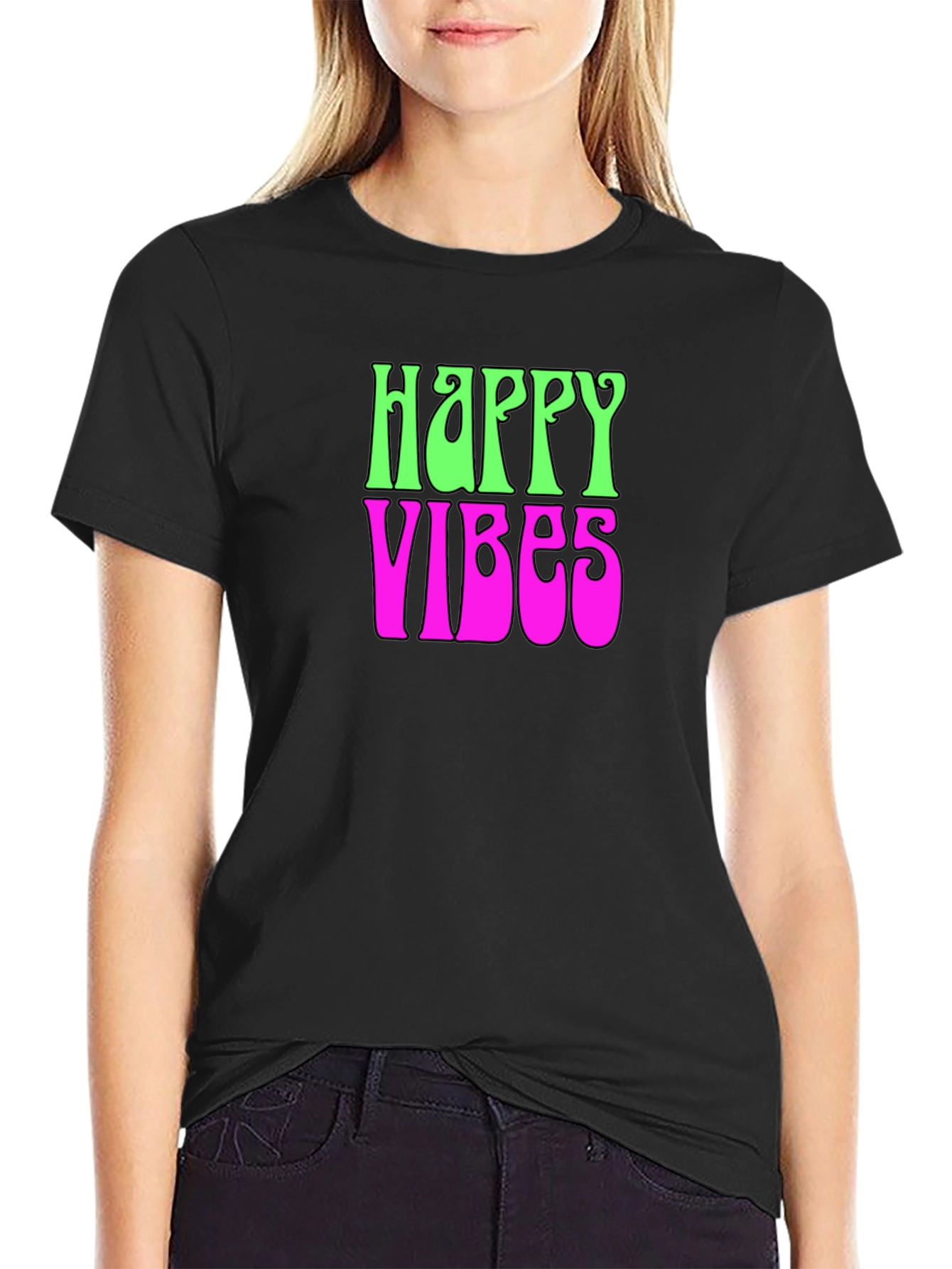 Happy Vibes Graphic T-Shirt - Groovy Retro Tee