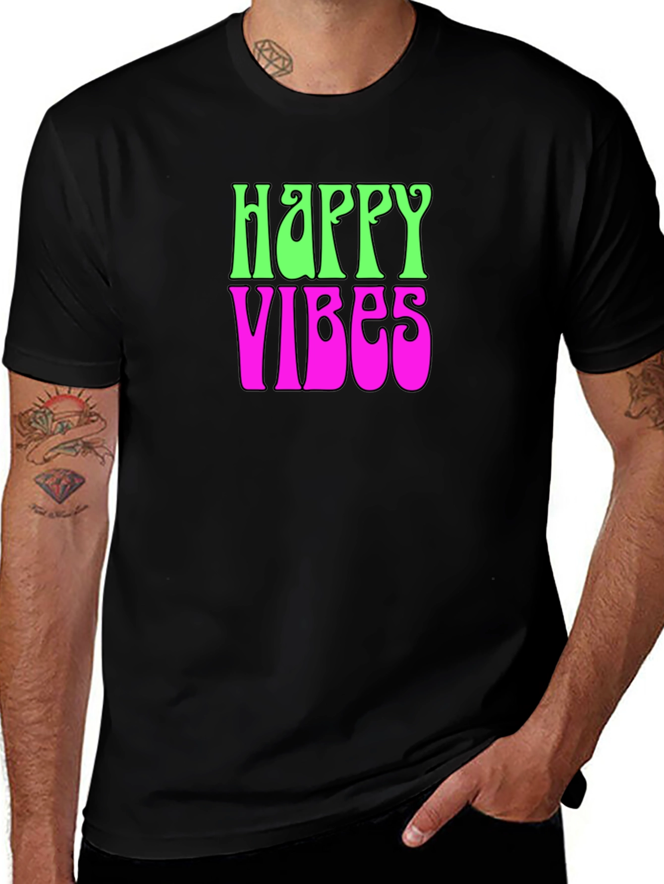 Happy Vibes Graphic T-Shirt - Groovy Retro Tee