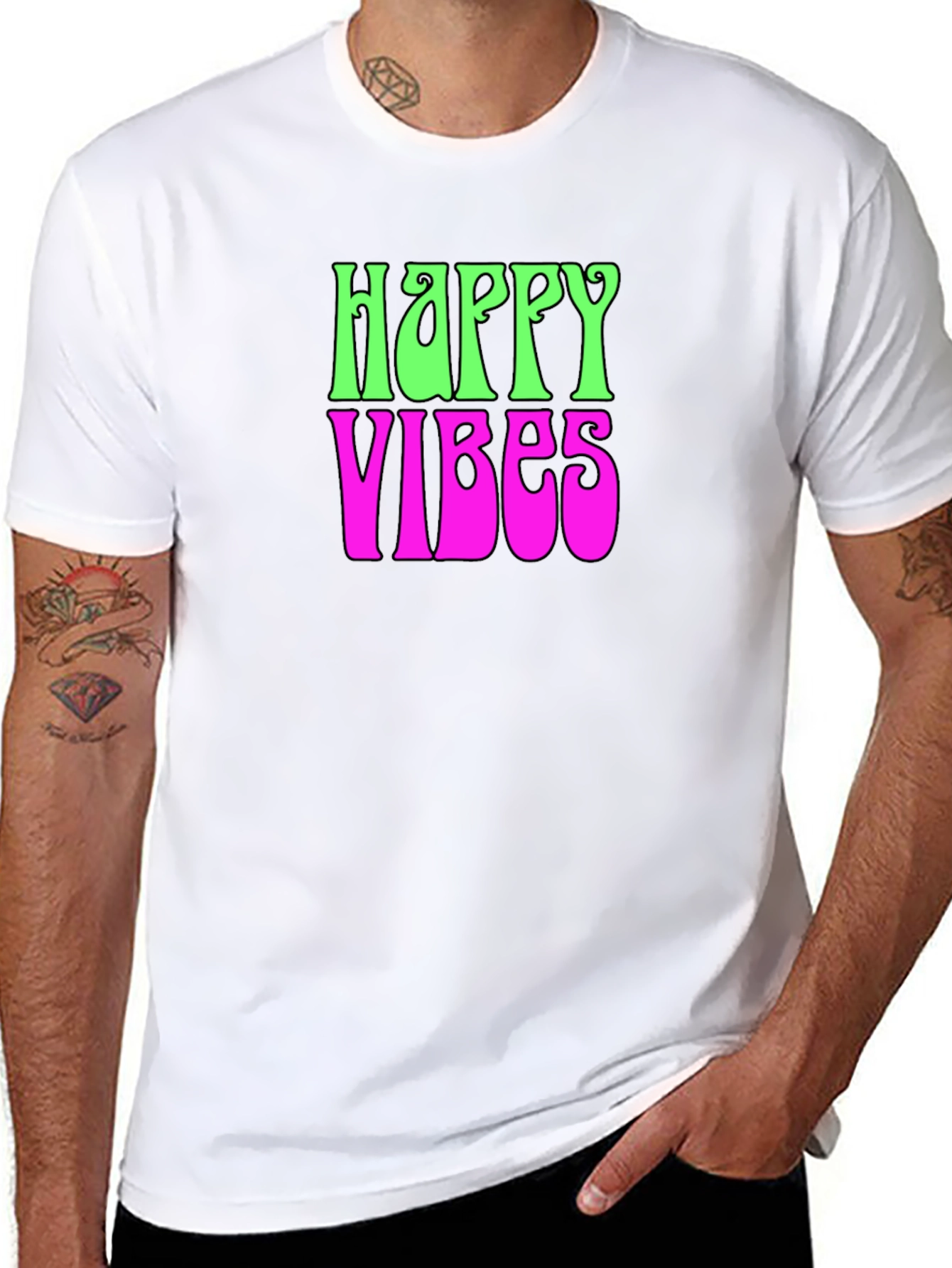 Happy Vibes Graphic T-Shirt - Groovy Retro Tee