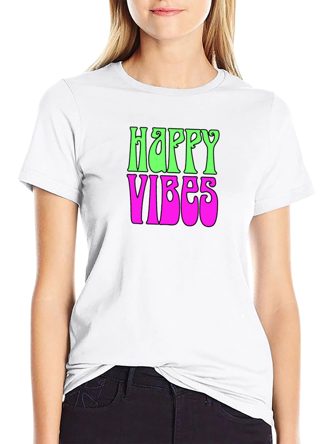 Happy Vibes Graphic T-Shirt - Groovy Retro Tee