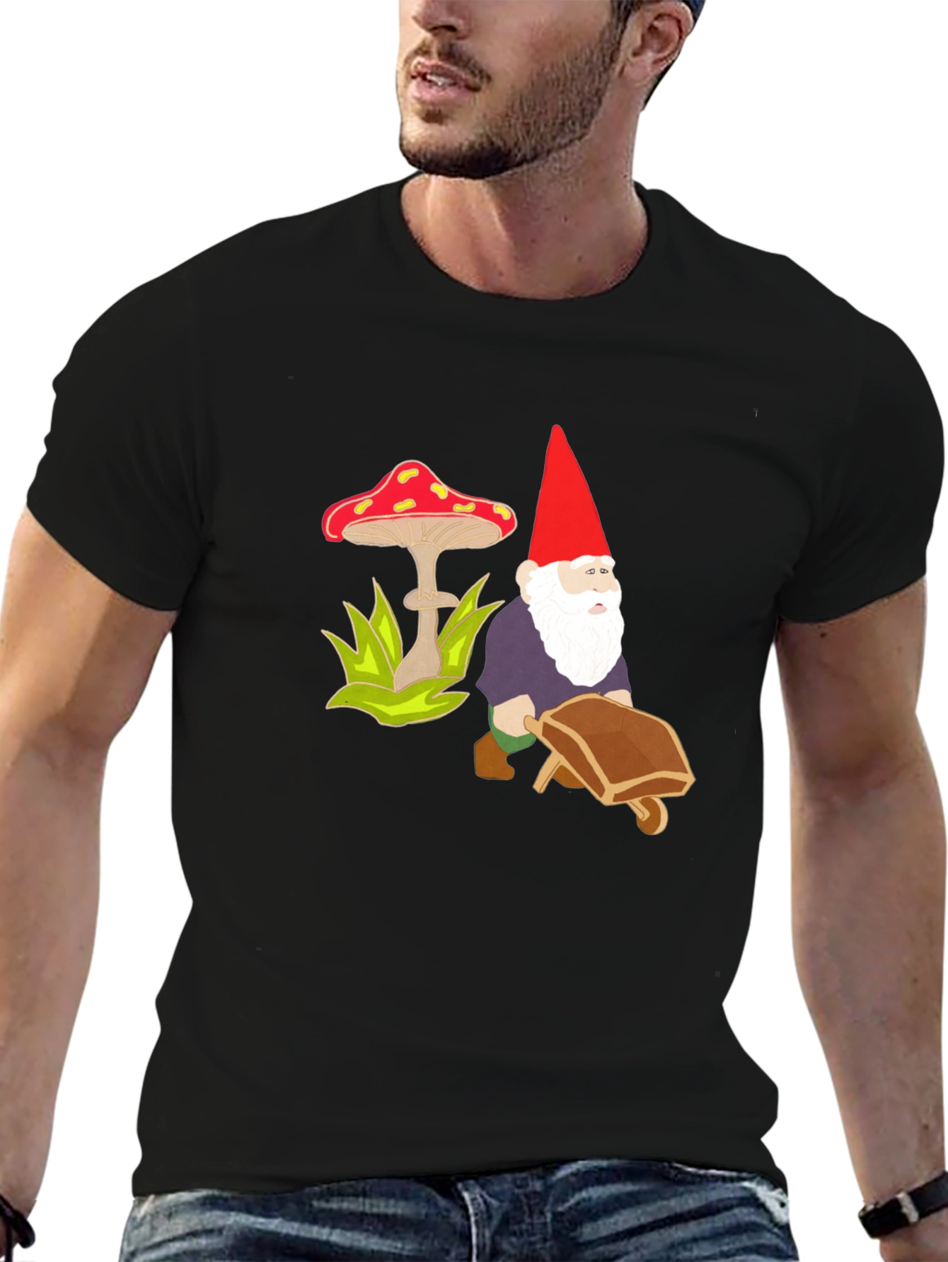 Gnome & Mushroom Black T-Shirt