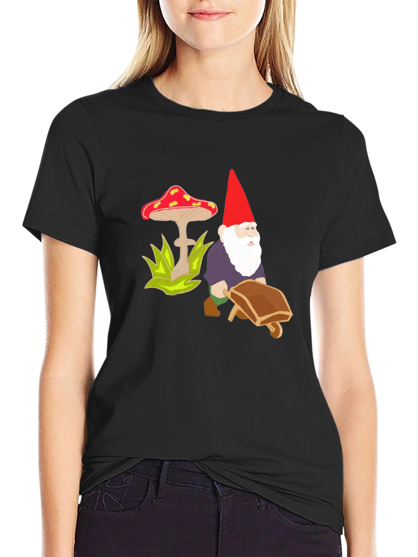 Gnome & Mushroom Black T-Shirt