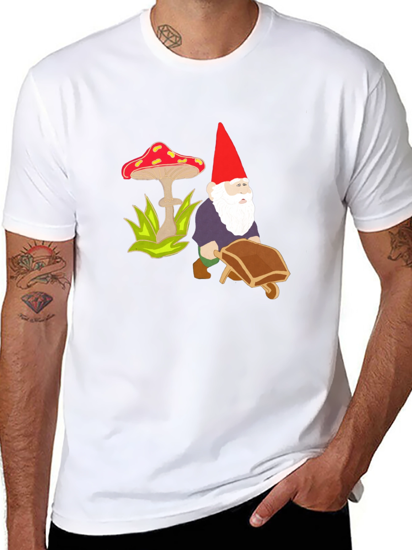 Gnome & Mushroom Black T-Shirt