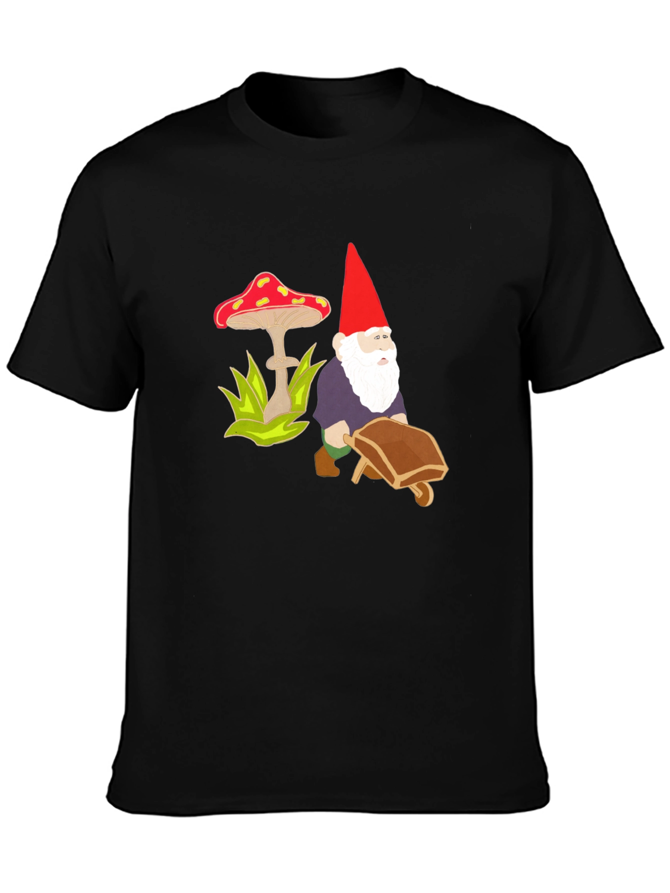 Gnome & Mushroom Black T-Shirt