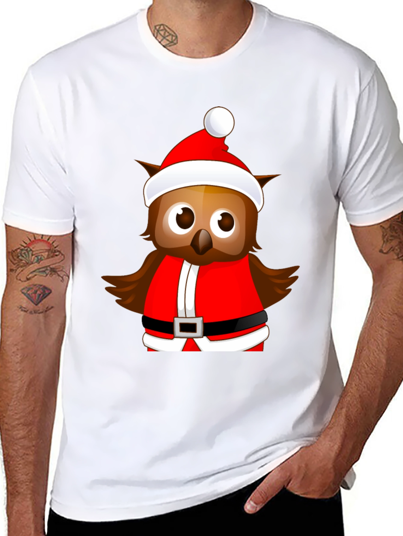 Festive Owl Santa T-Shirt