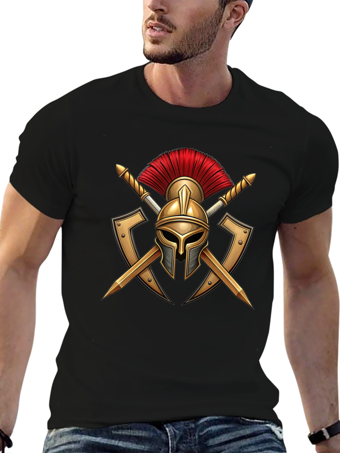 Spartan Warrior Helmet Graphic T-Shirt