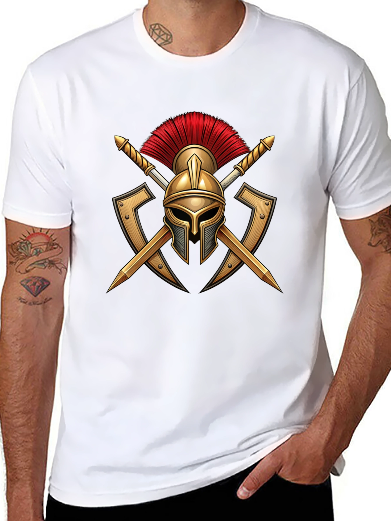 Spartan Warrior Helmet Graphic T-Shirt