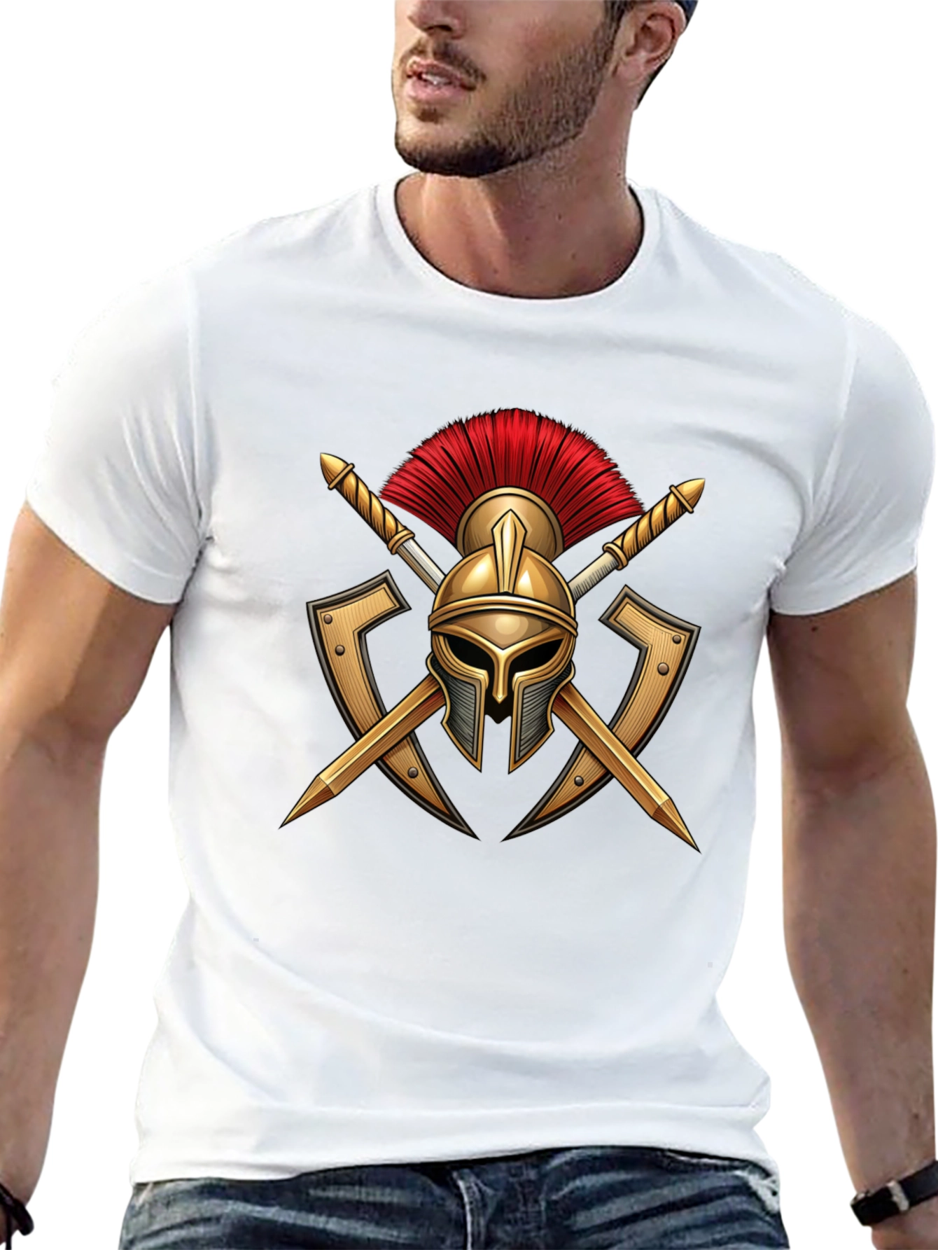 Spartan Warrior Helmet Graphic T-Shirt
