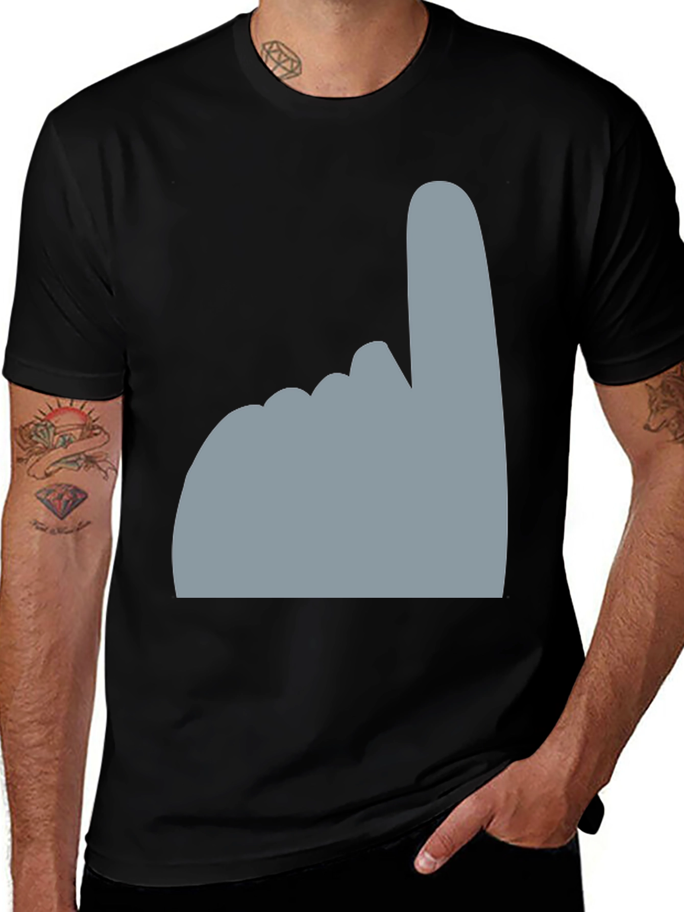 Novelty Number One Hand Black T-Shirt