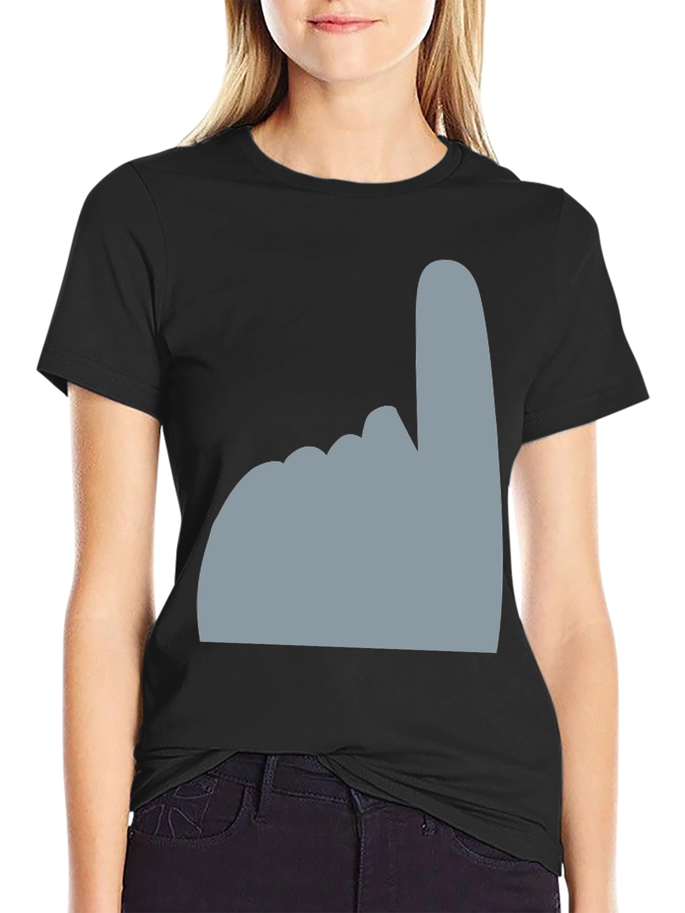 Novelty Number One Hand Black T-Shirt