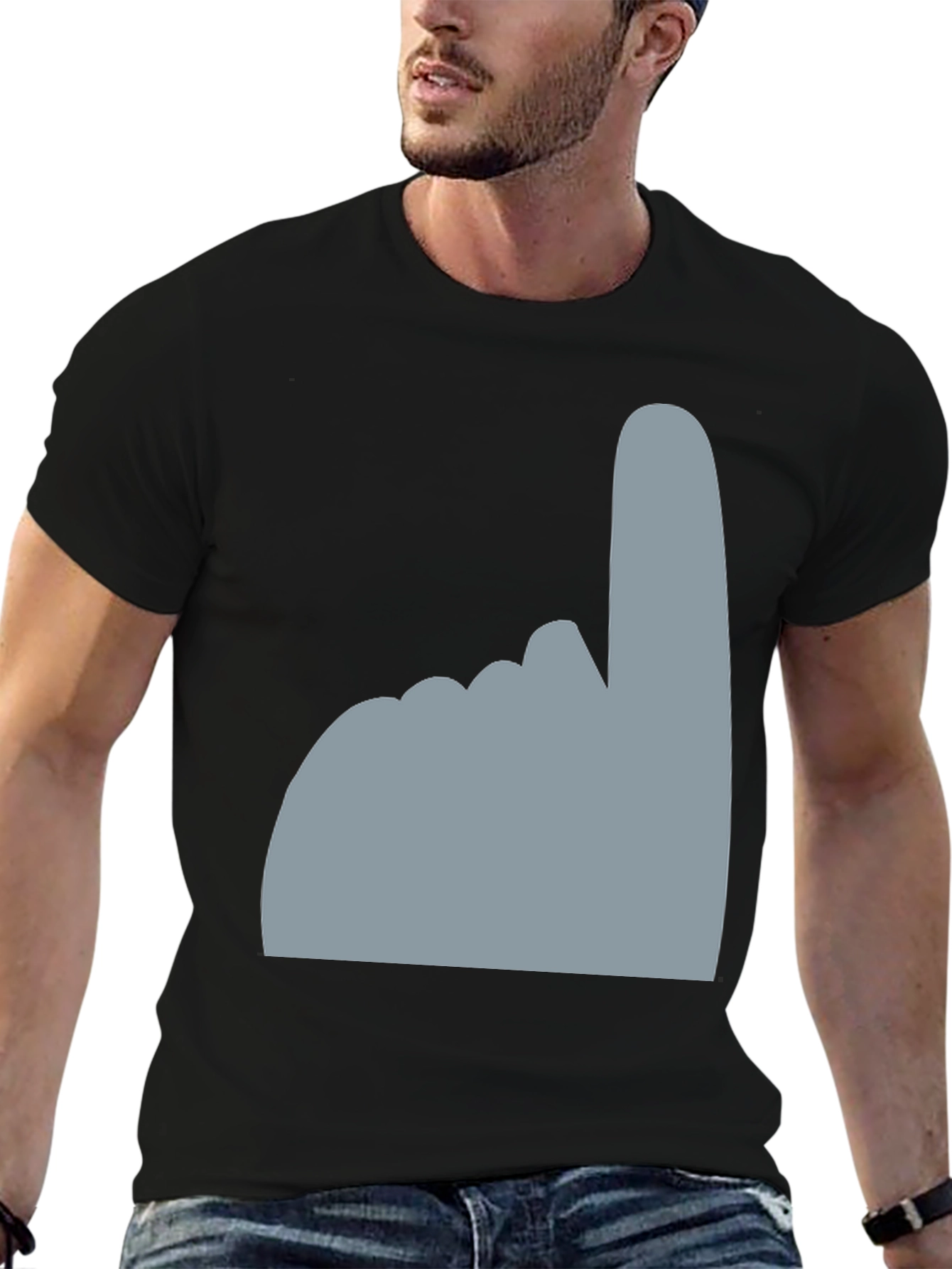 Novelty Number One Hand Black T-Shirt