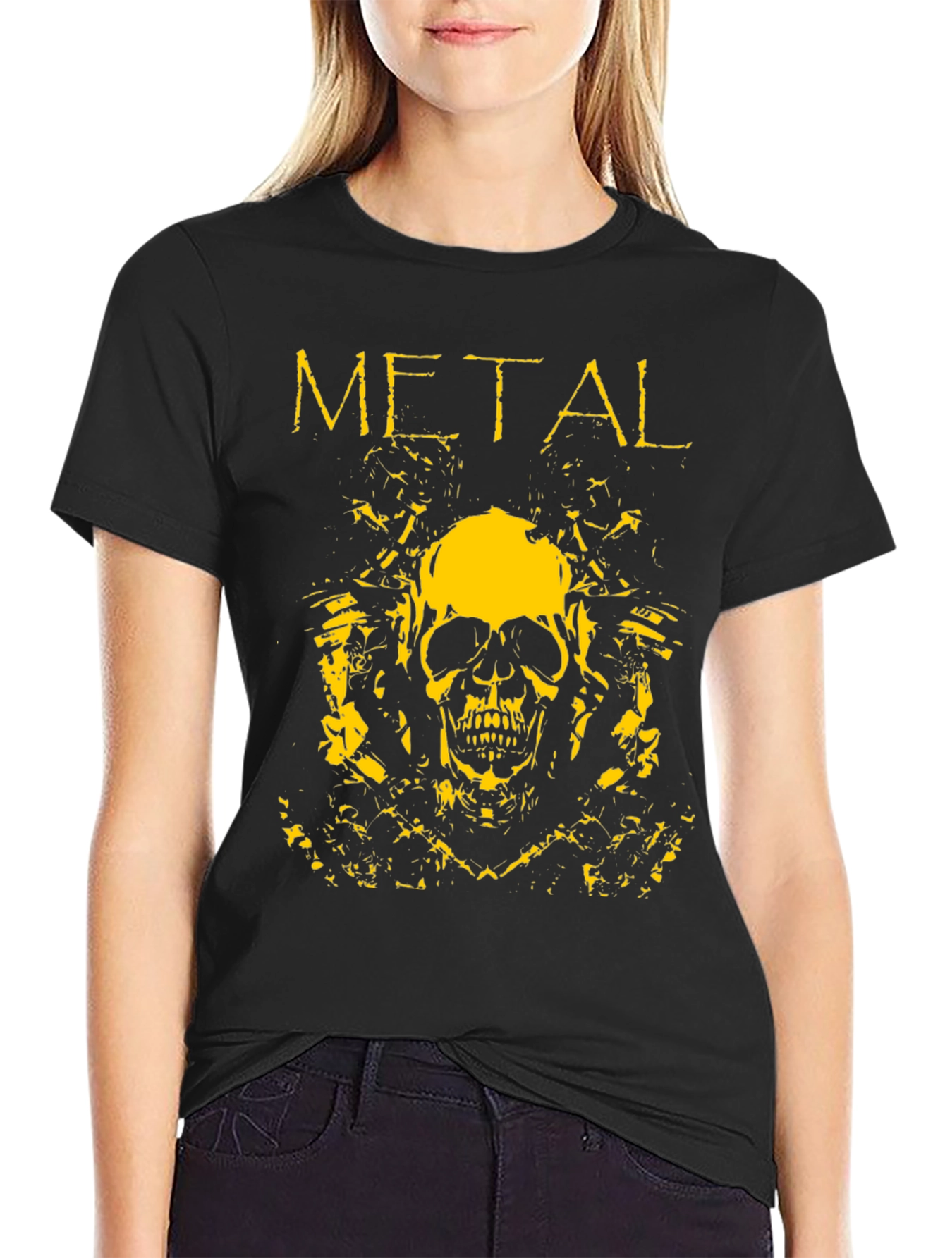 Metal Skull Graphic Tee - Black