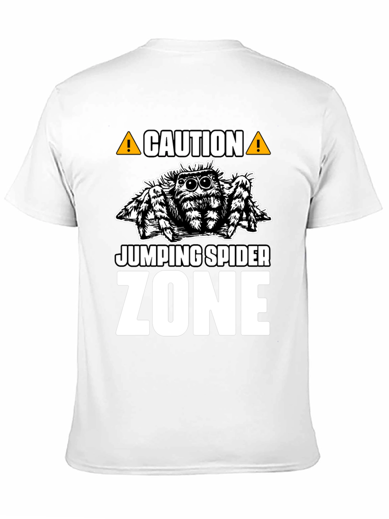 Caution Jumping Spider Zone Black T-Shirt