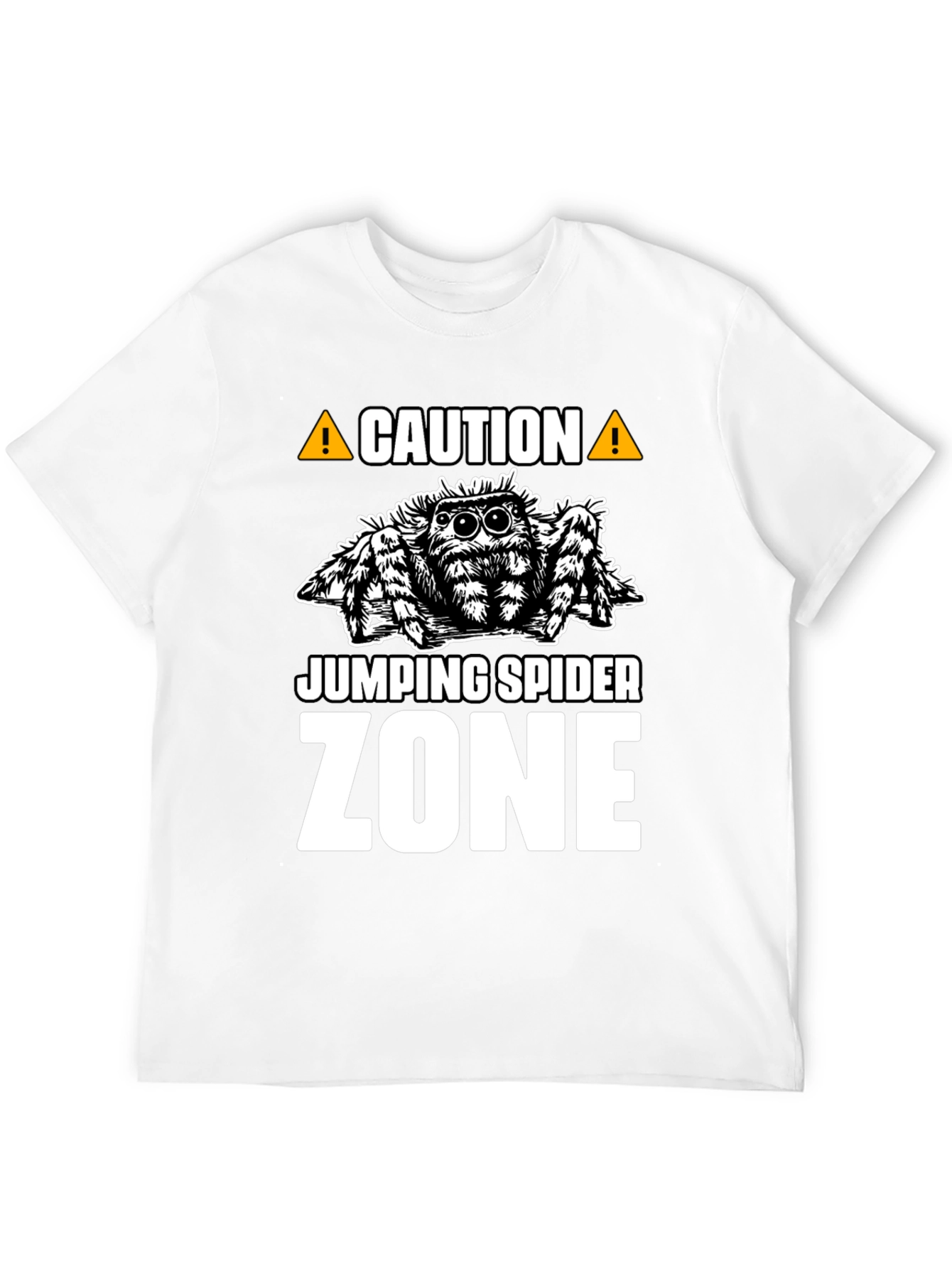Caution Jumping Spider Zone Black T-Shirt