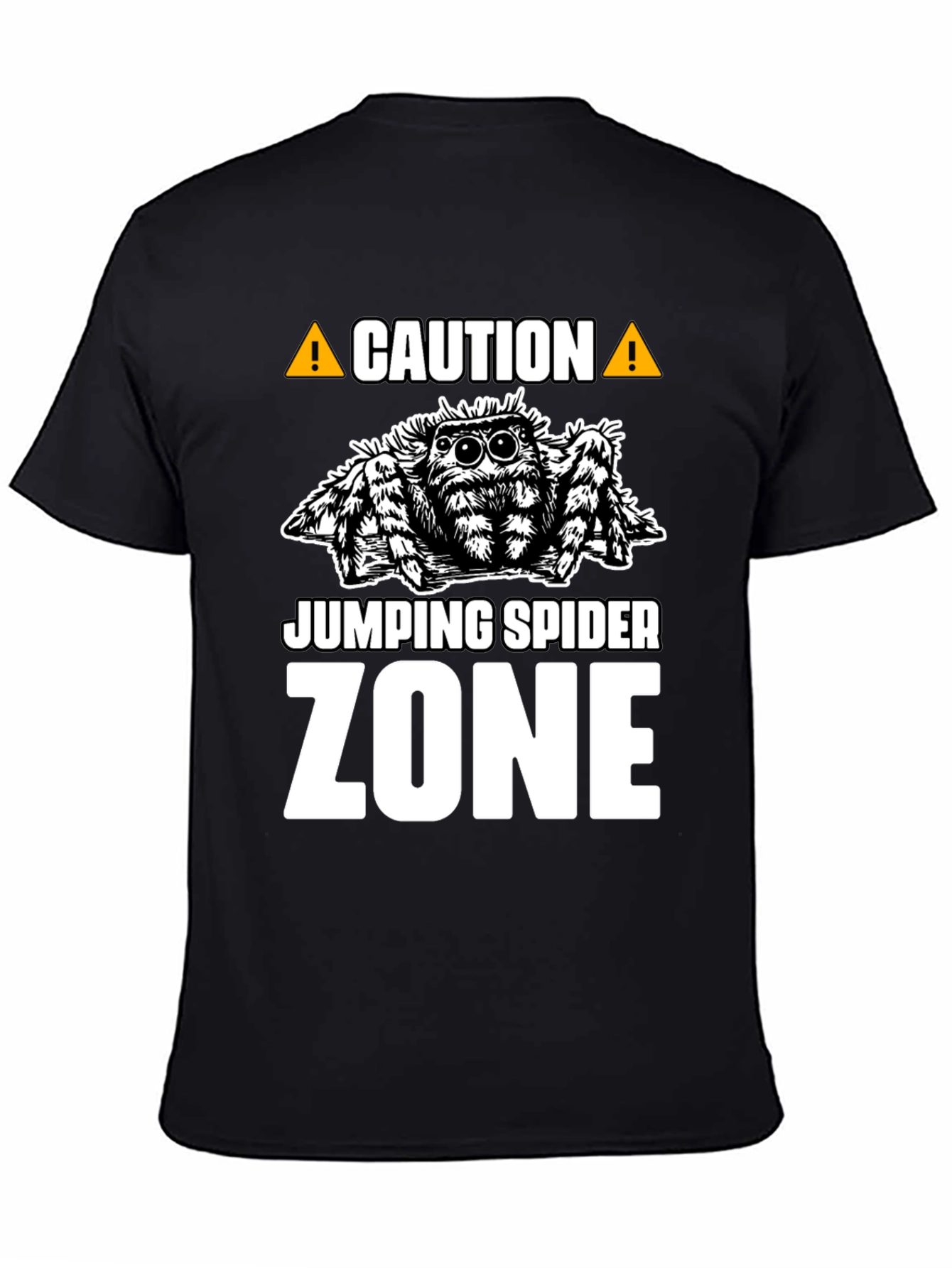 Caution Jumping Spider Zone Black T-Shirt