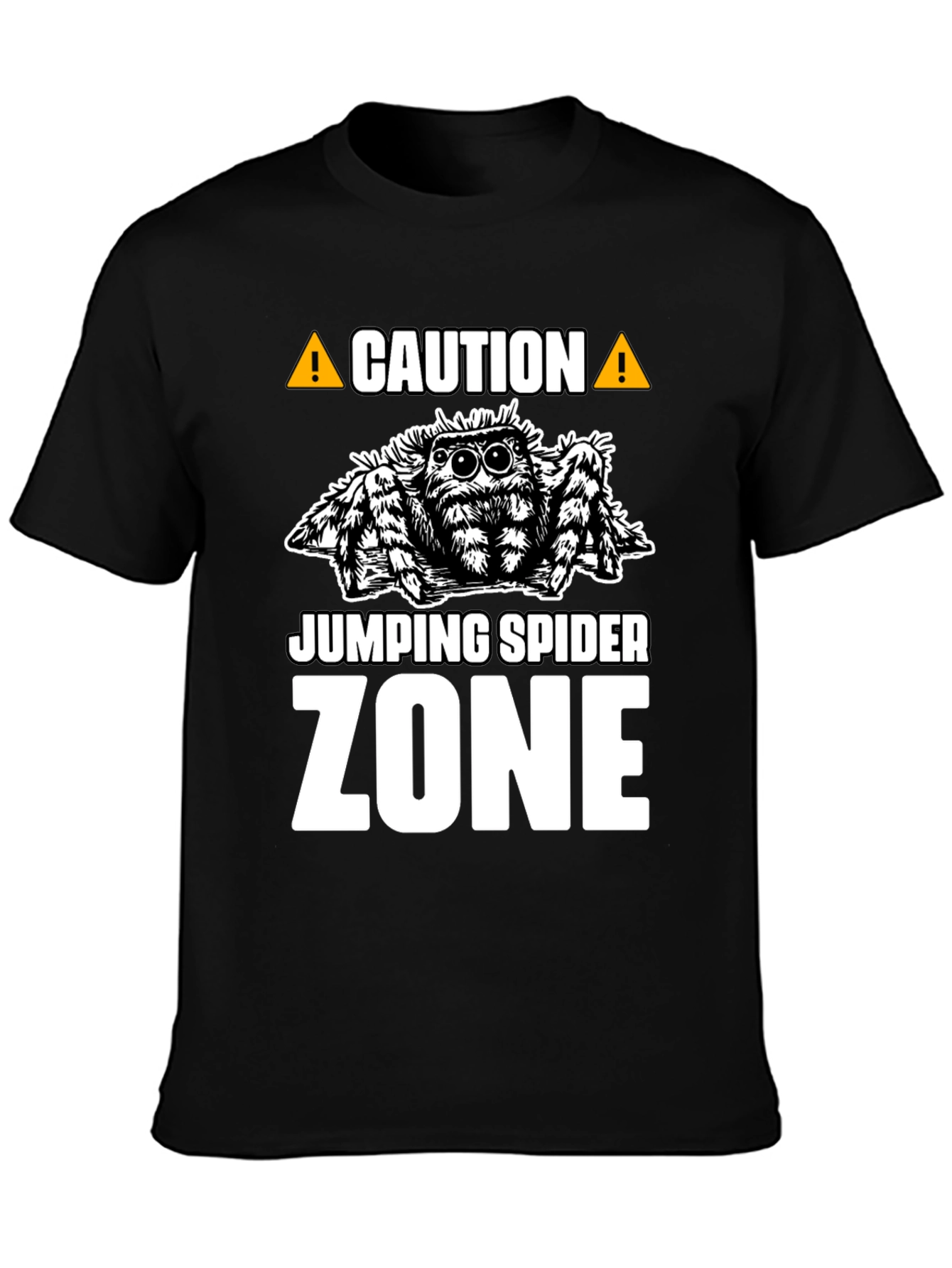 Caution Jumping Spider Zone Black T-Shirt