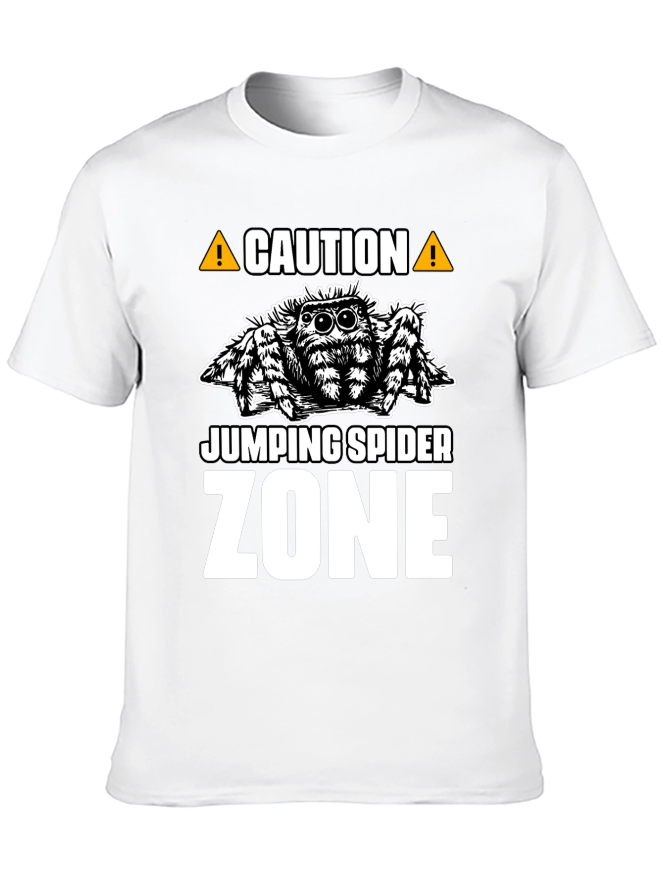 Caution Jumping Spider Zone Black T-Shirt