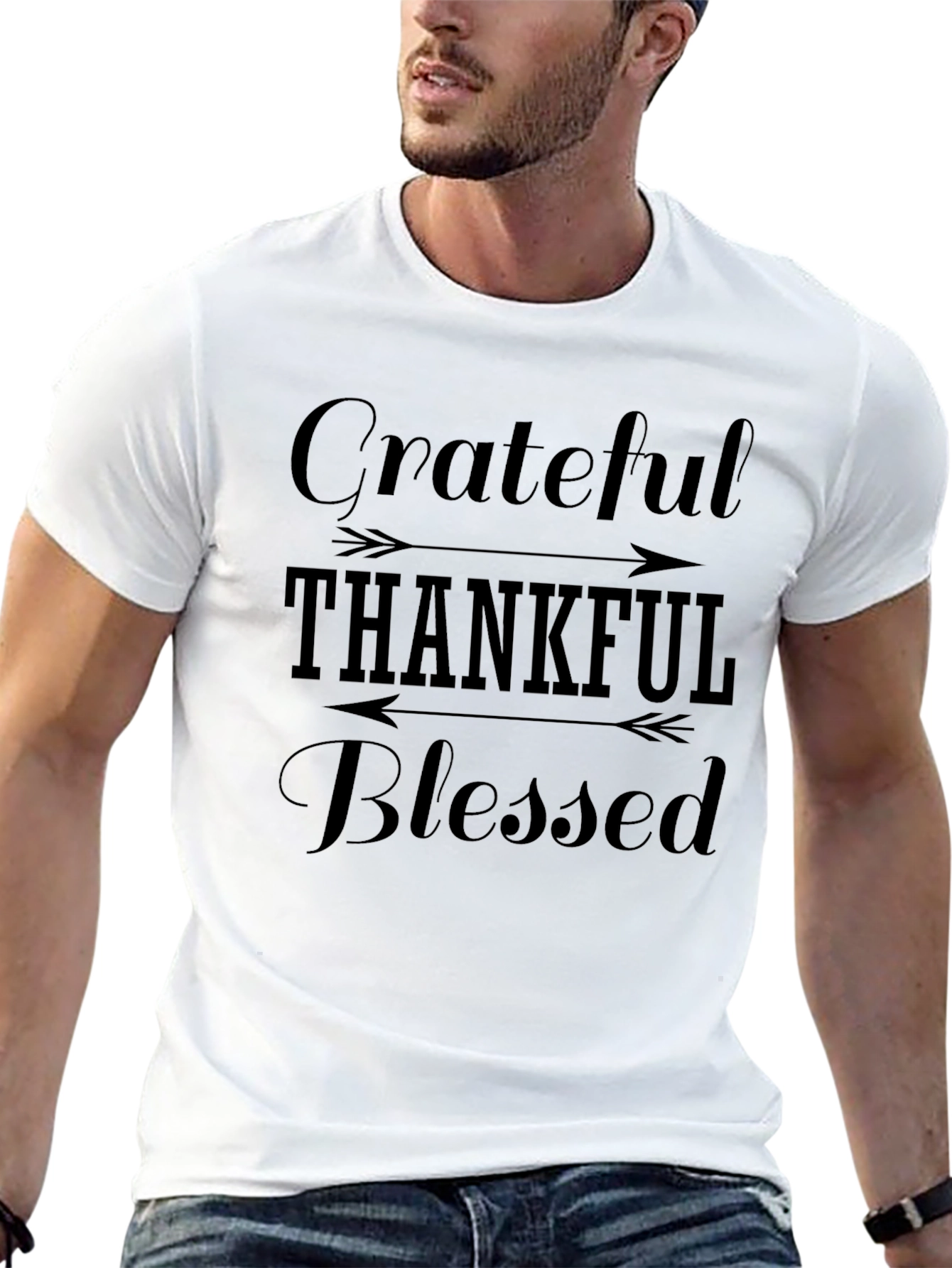 Grateful Thankful Blessed Black Graphic Tee