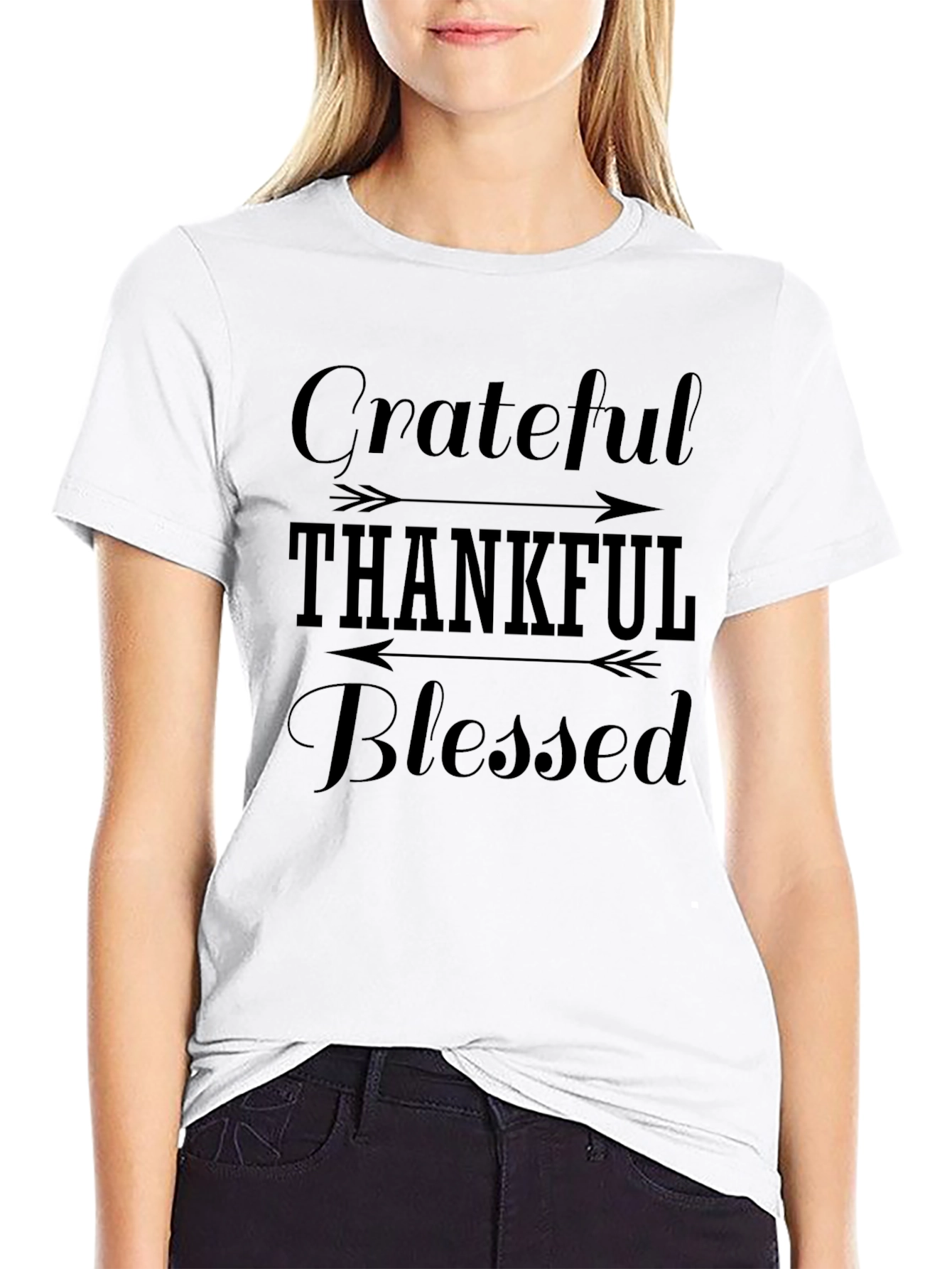 Grateful Thankful Blessed Black Graphic Tee