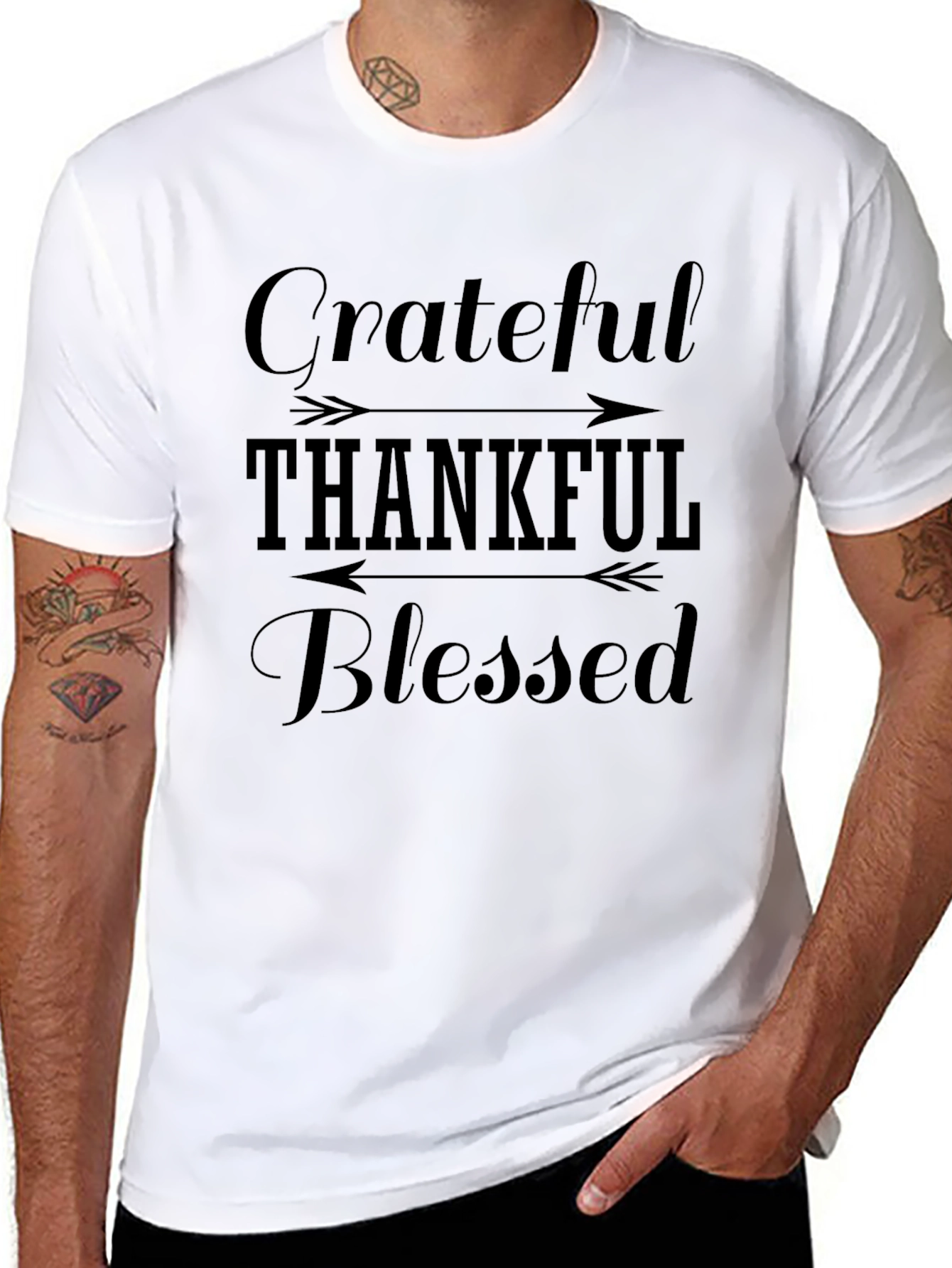 Grateful Thankful Blessed Black Graphic Tee
