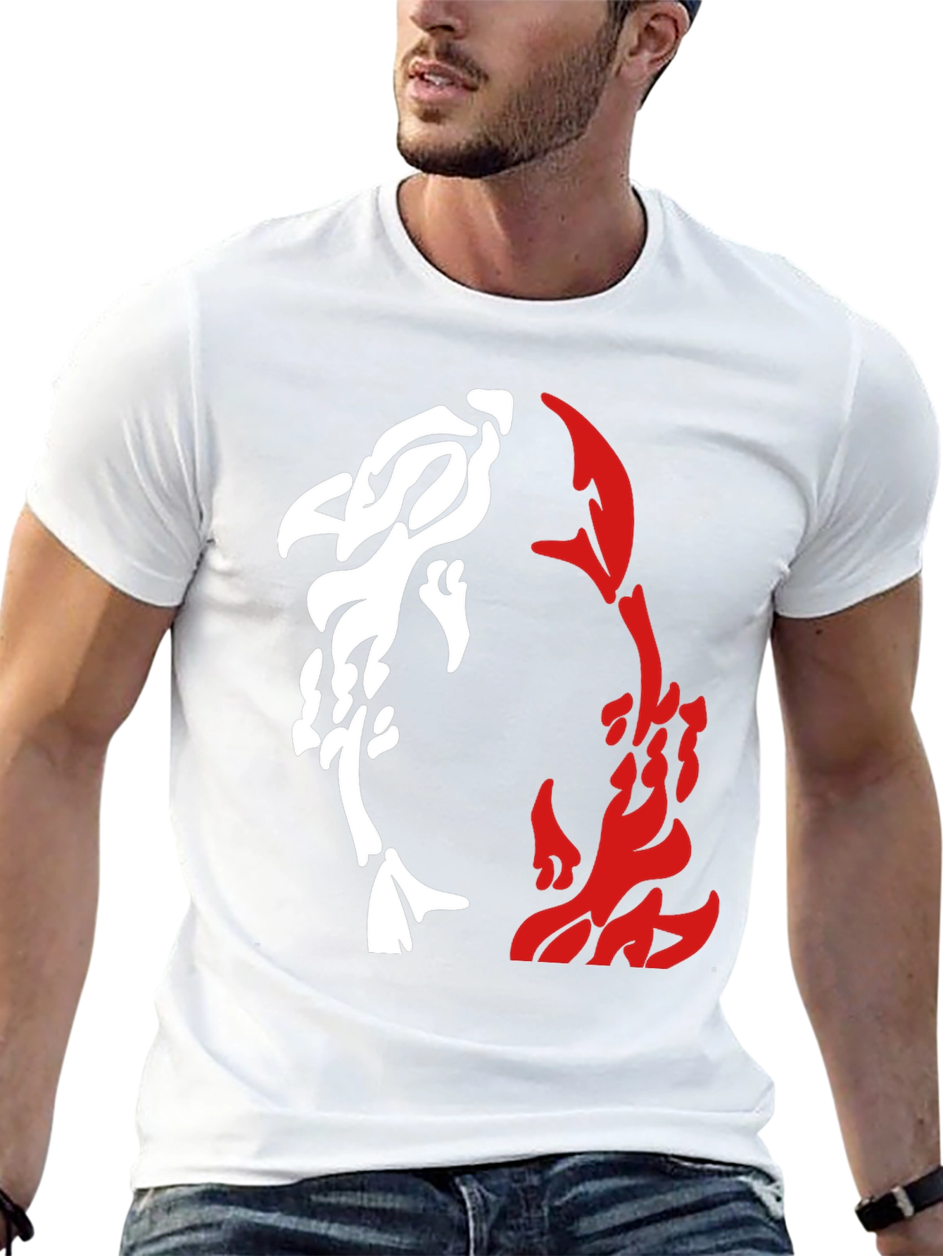 Yin Yang Koi Fish Graphic Tee - Black