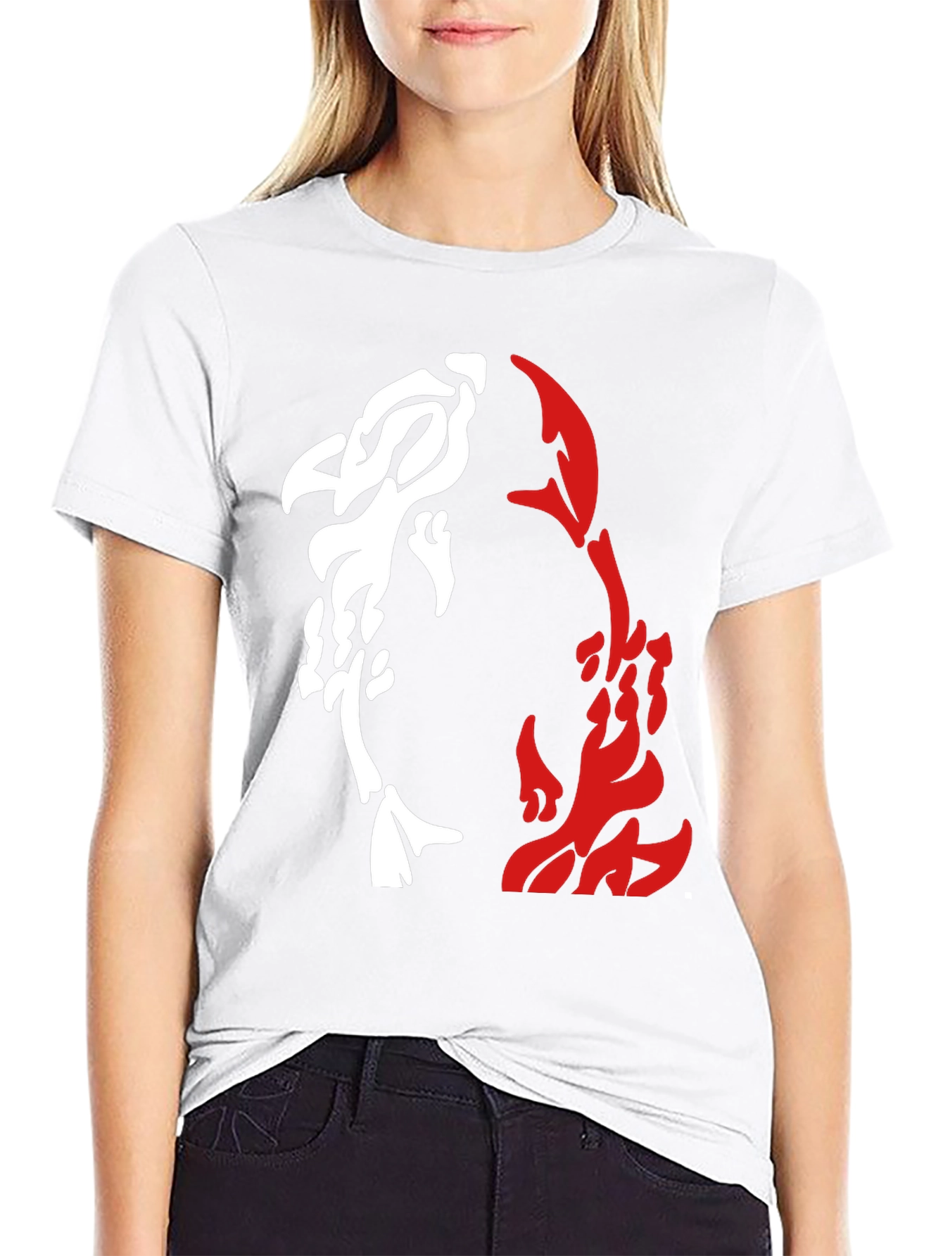 Yin Yang Koi Fish Graphic Tee - Black