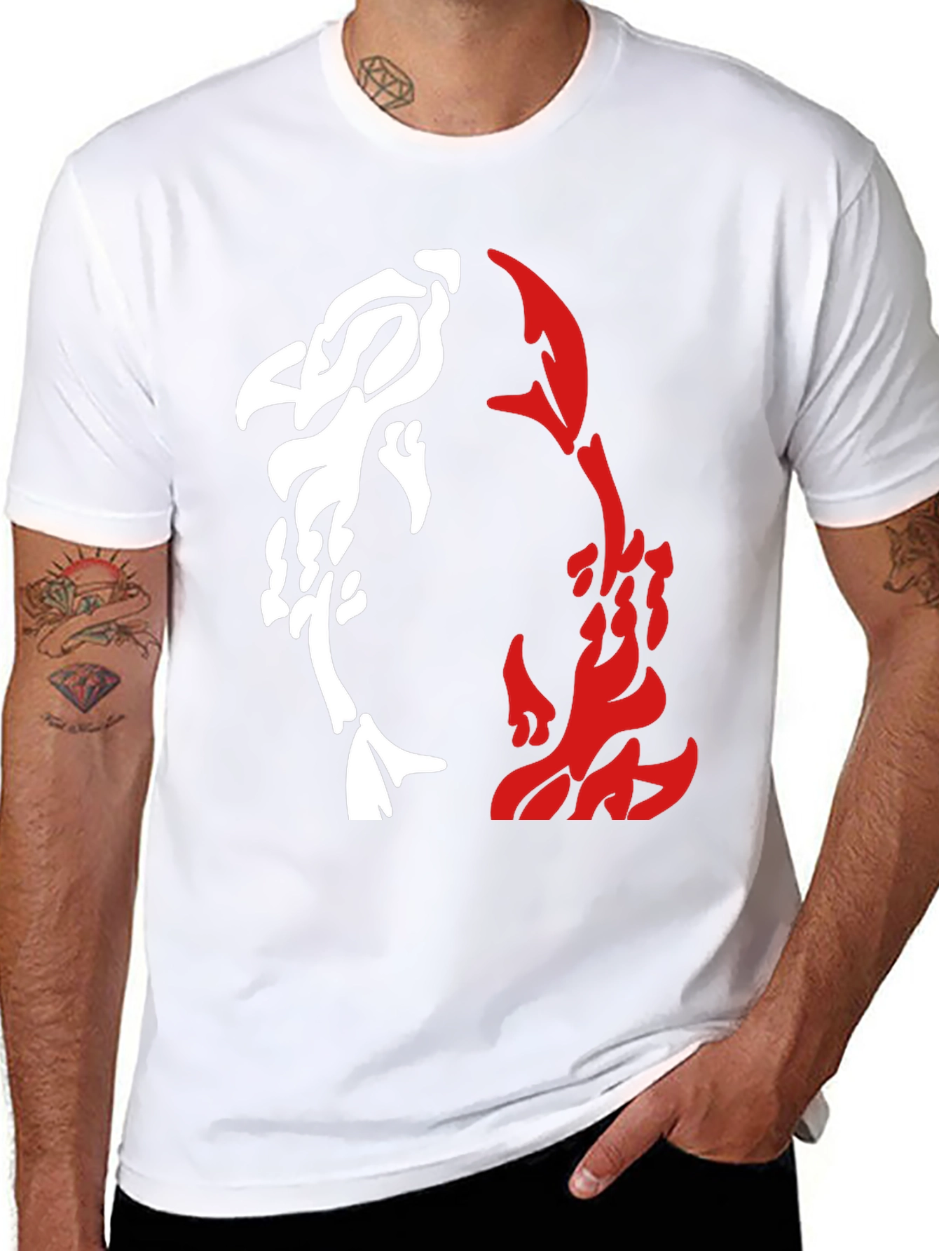Yin Yang Koi Fish Graphic Tee - Black