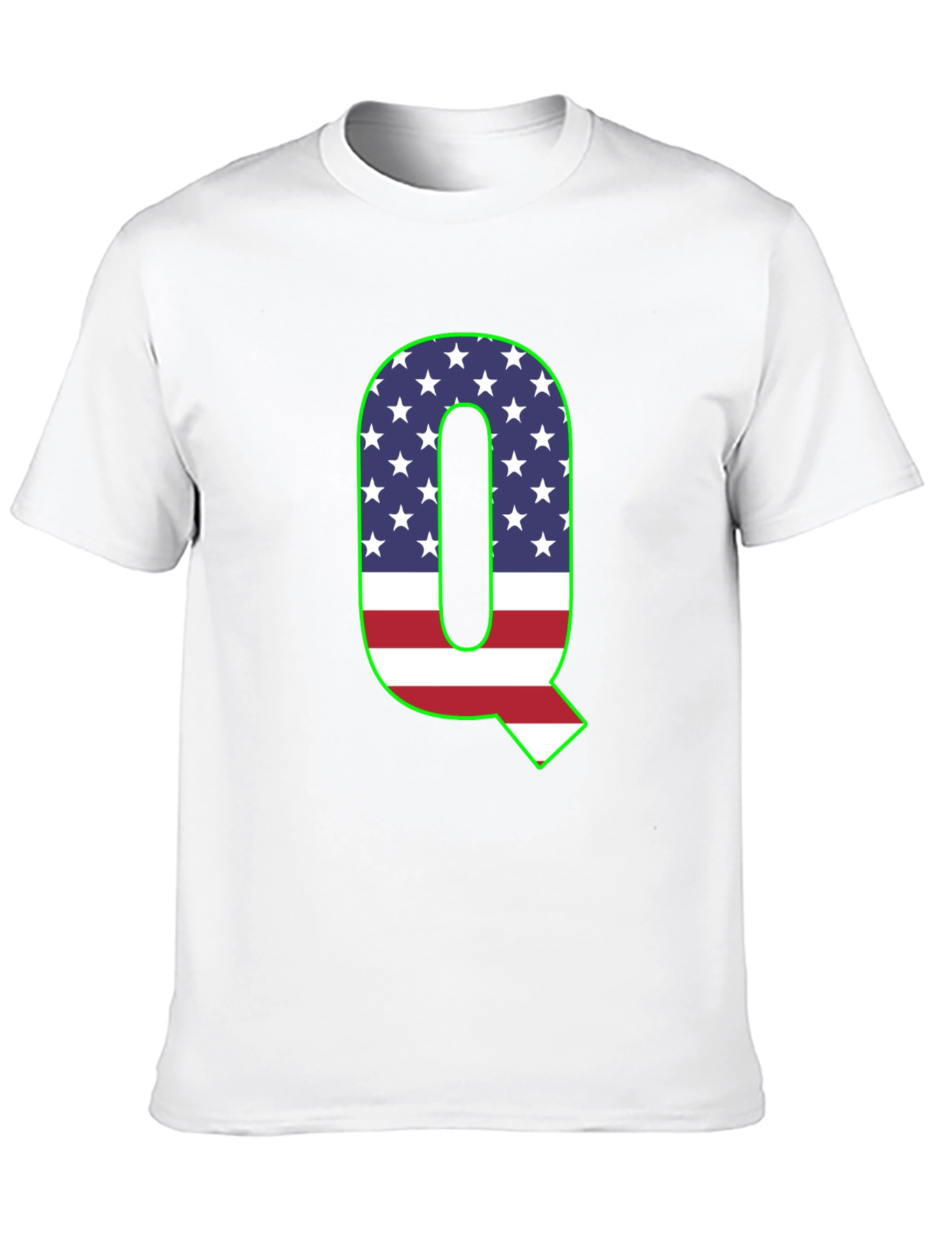 American Flag Q Letter Graphic Tee