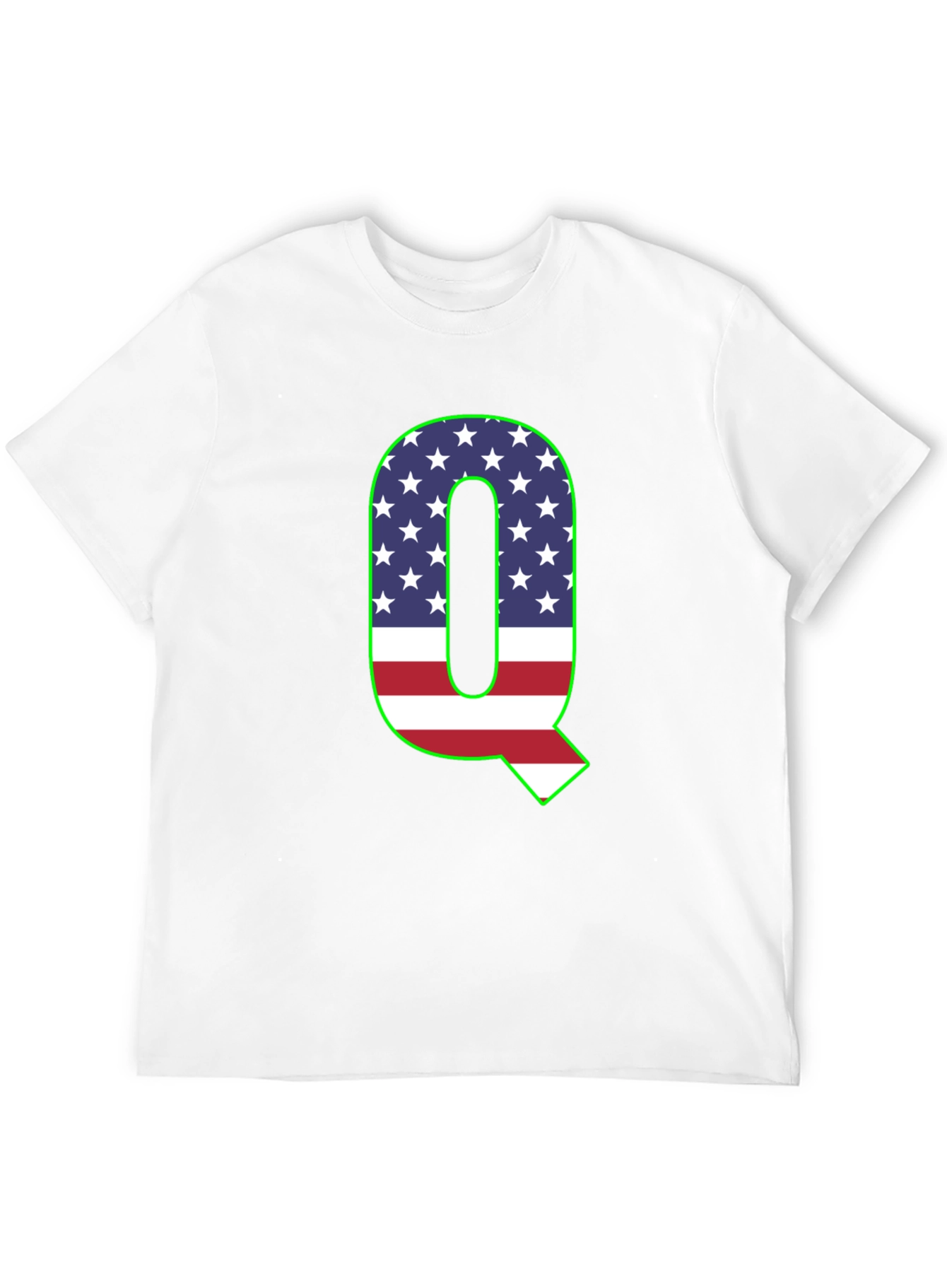 American Flag Q Letter Graphic Tee