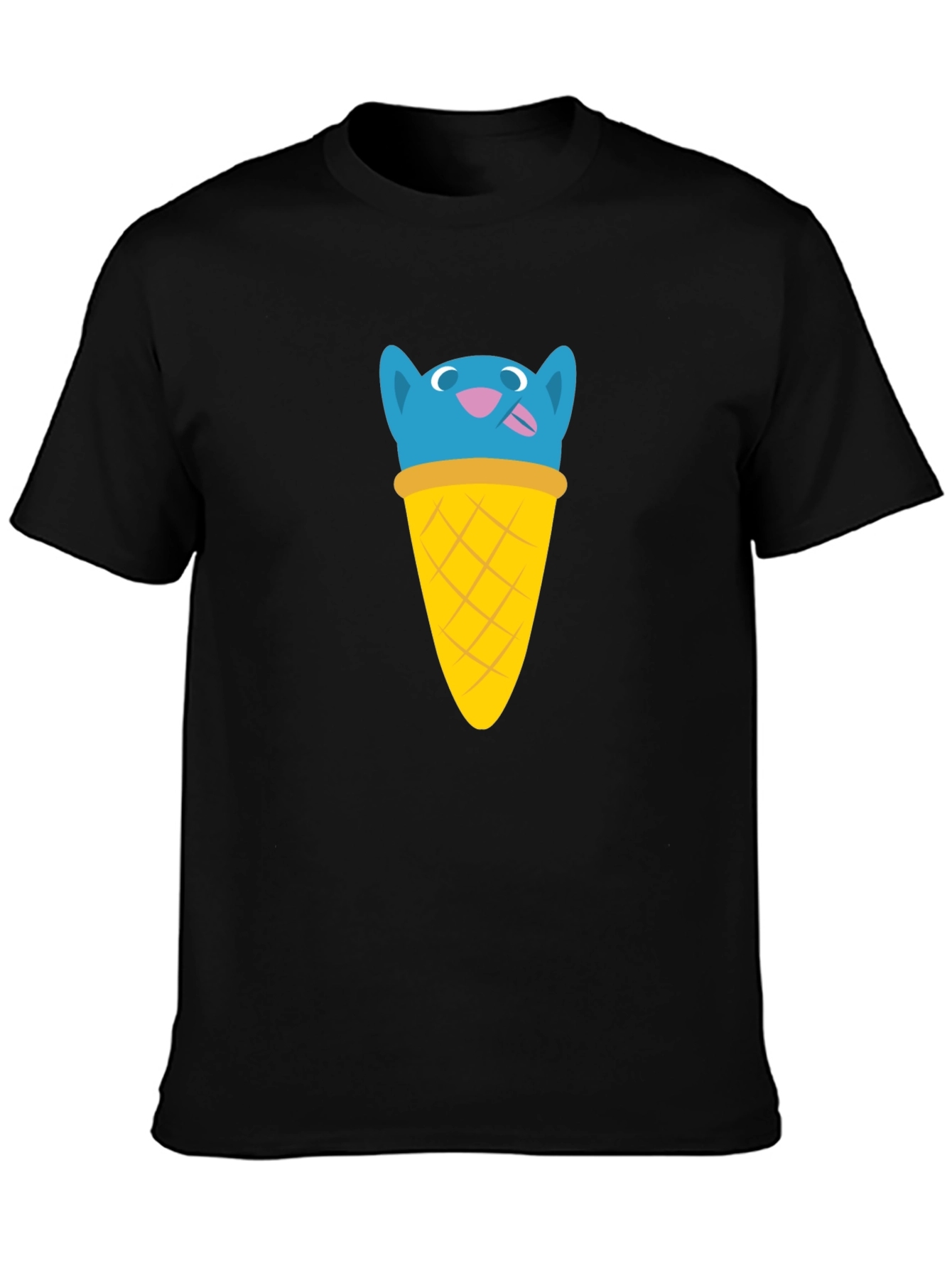 Blue Cat Ice Cream Cone Graphic T-Shirt