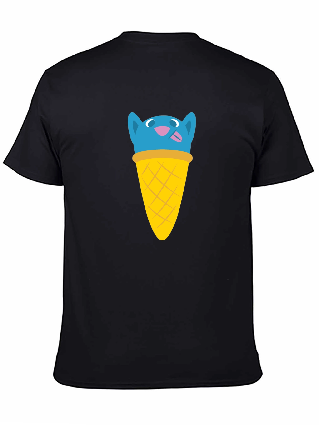 Blue Cat Ice Cream Cone Graphic T-Shirt