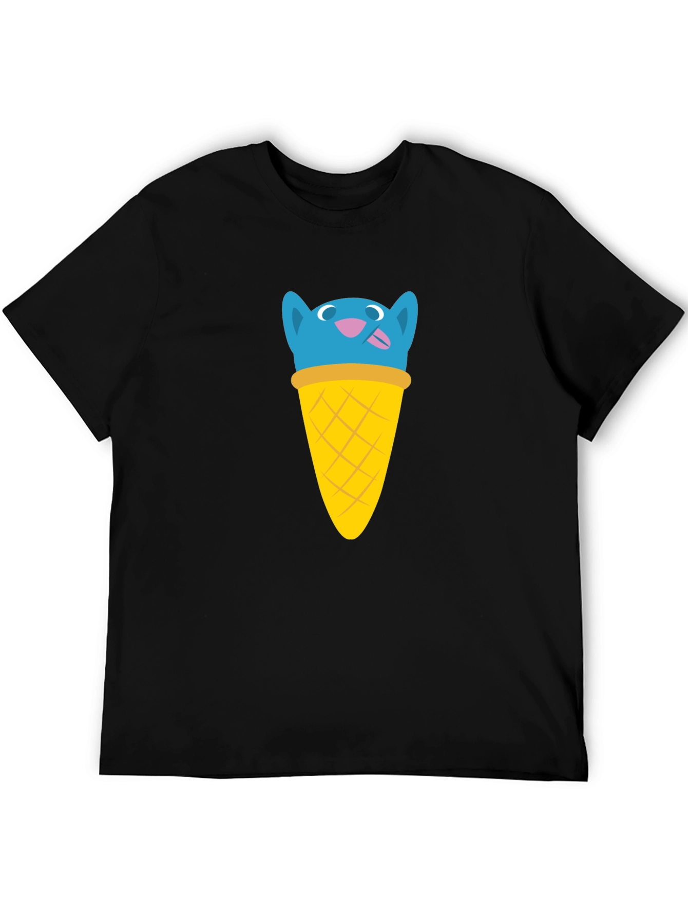 Blue Cat Ice Cream Cone Graphic T-Shirt