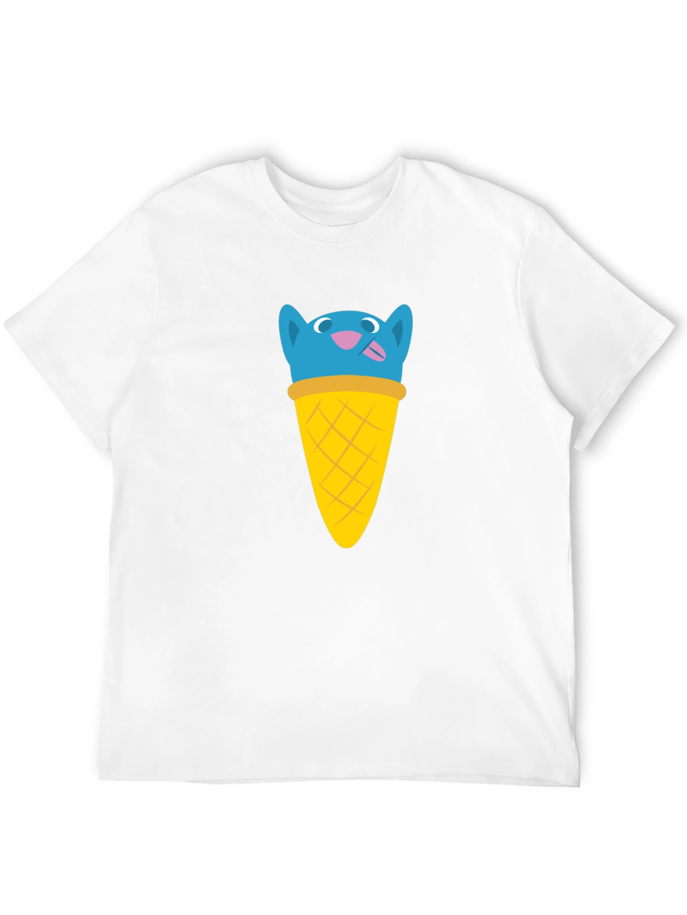 Blue Cat Ice Cream Cone Graphic T-Shirt