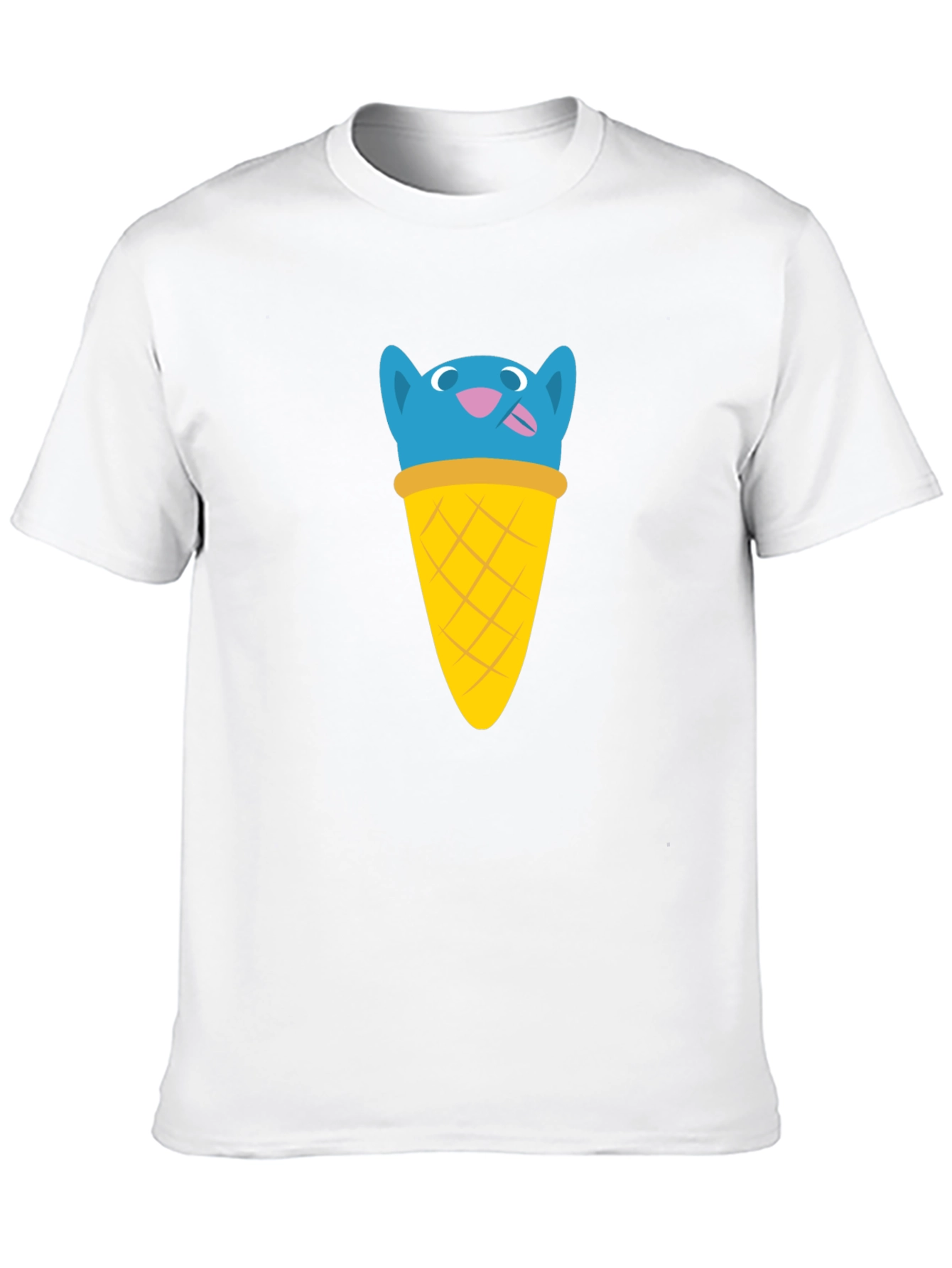 Blue Cat Ice Cream Cone Graphic T-Shirt
