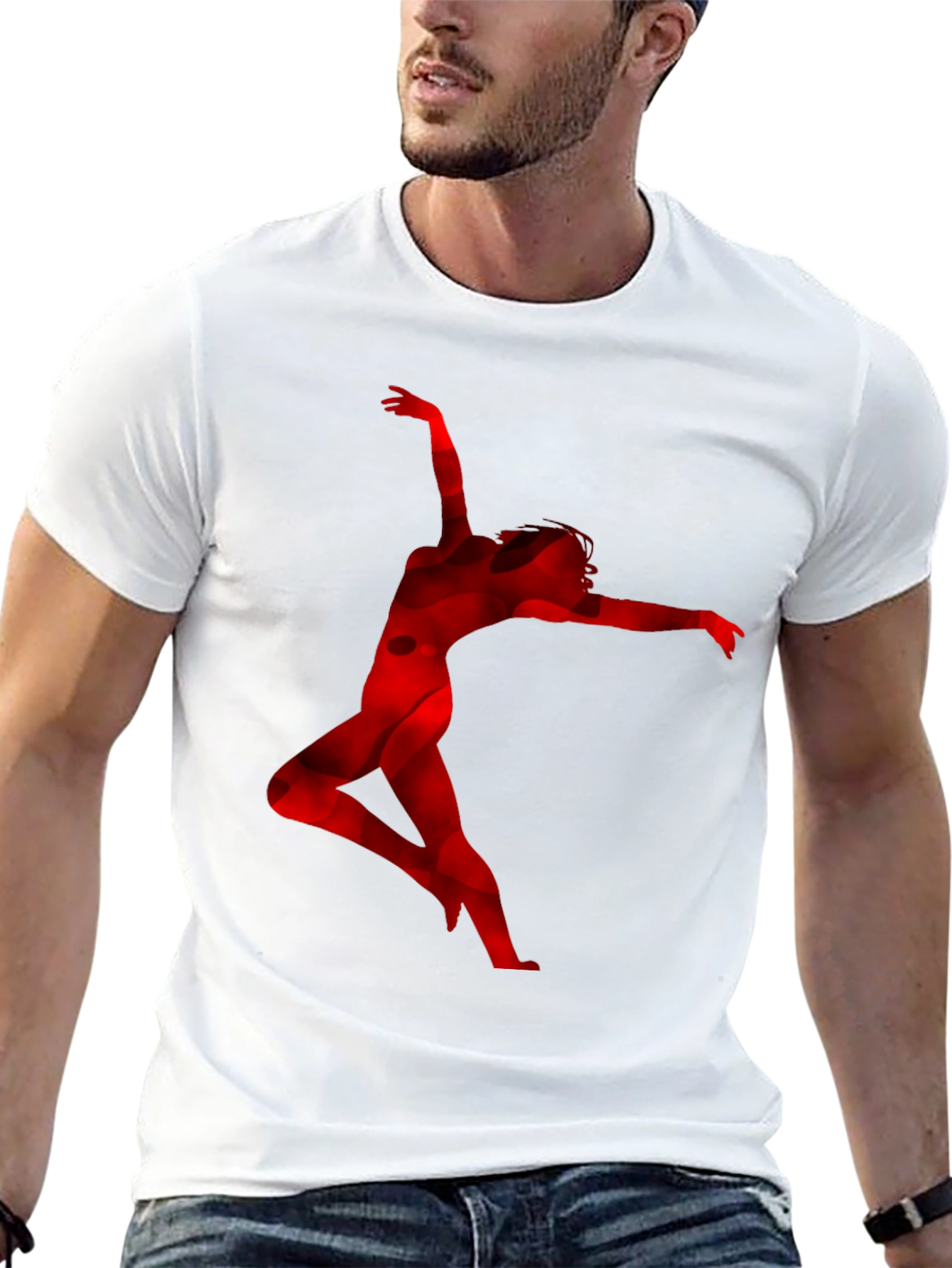 Red Silhouette Dancer Black T-Shirt