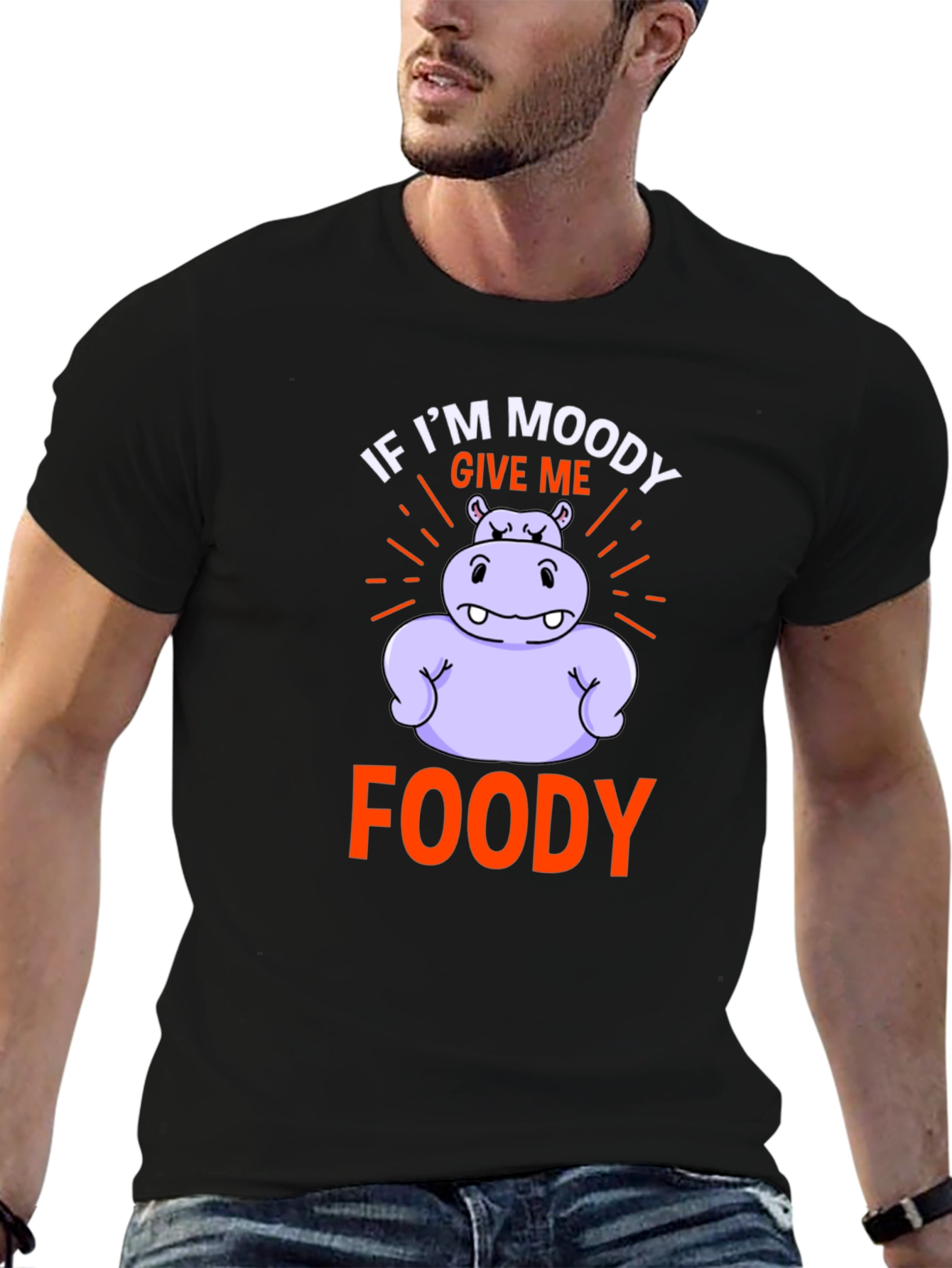 Moody Foody Hippo T-Shirt - Funny Graphic Tee