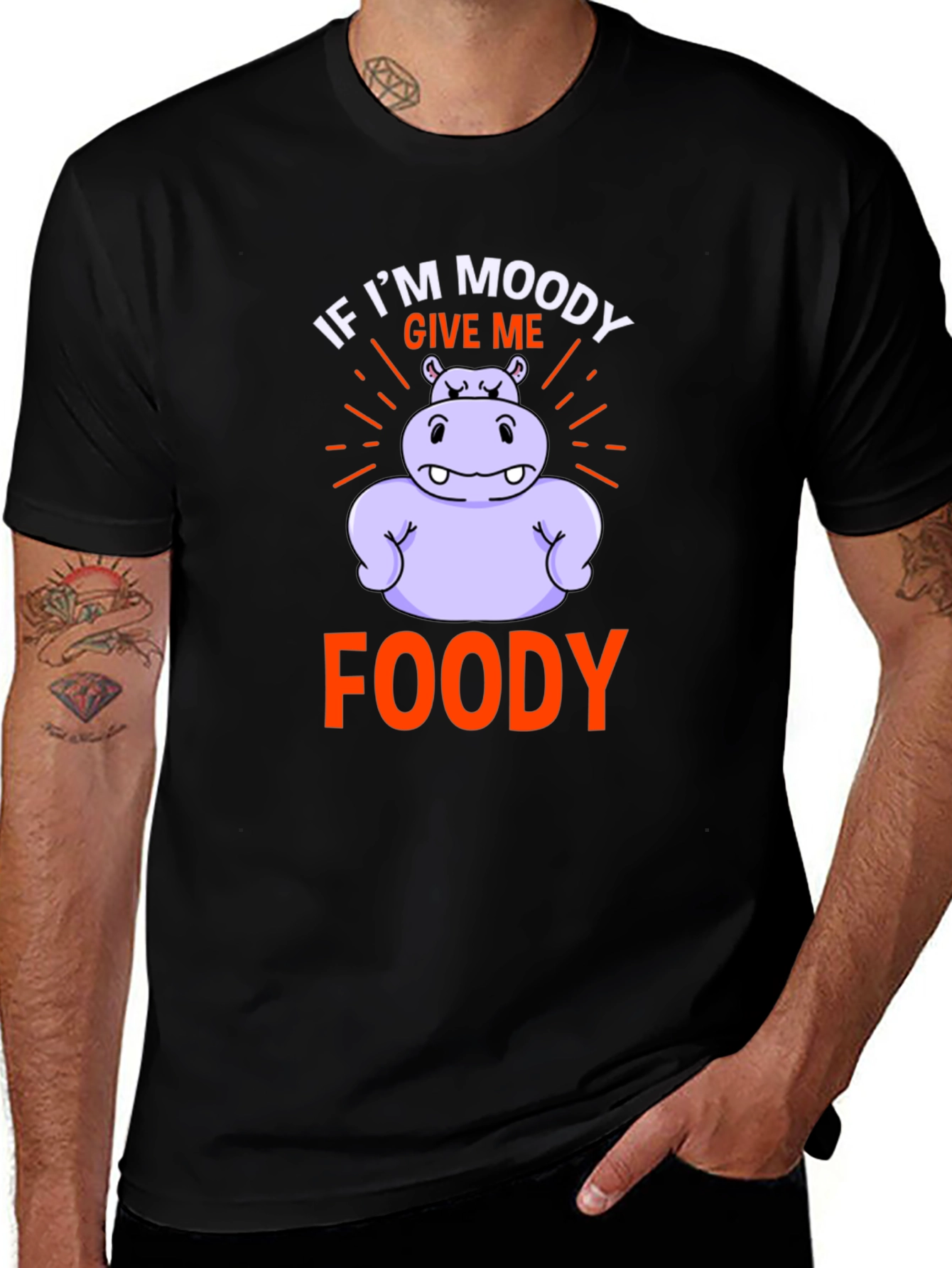 Moody Foody Hippo T-Shirt - Funny Graphic Tee