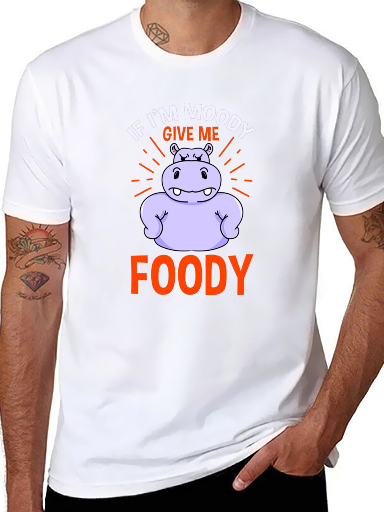 Moody Foody Hippo T-Shirt - Funny Graphic Tee