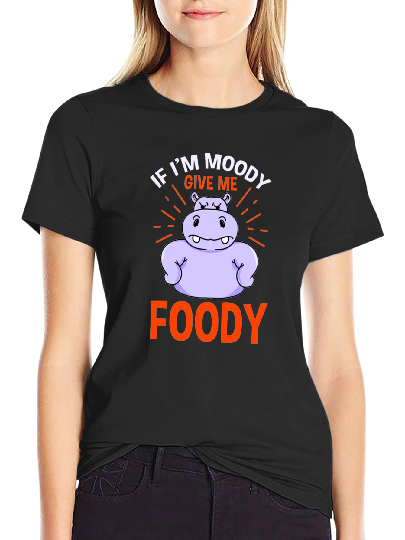 Moody Foody Hippo T-Shirt - Funny Graphic Tee