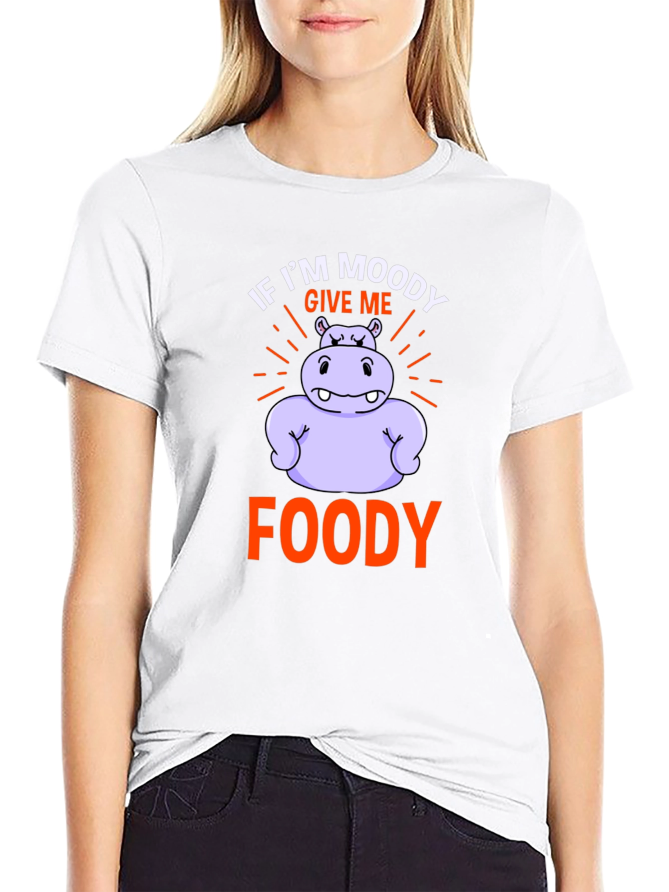 Moody Foody Hippo T-Shirt - Funny Graphic Tee