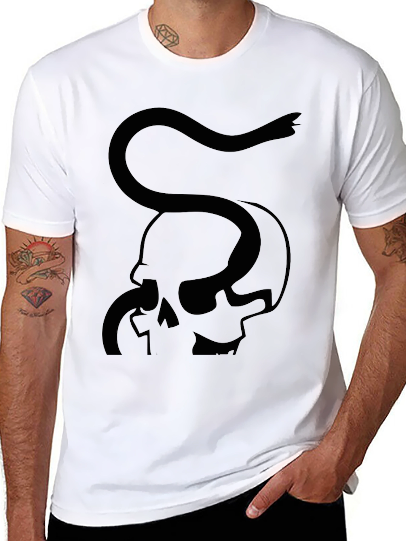 Skull & Snake Graphic Tee - Black
